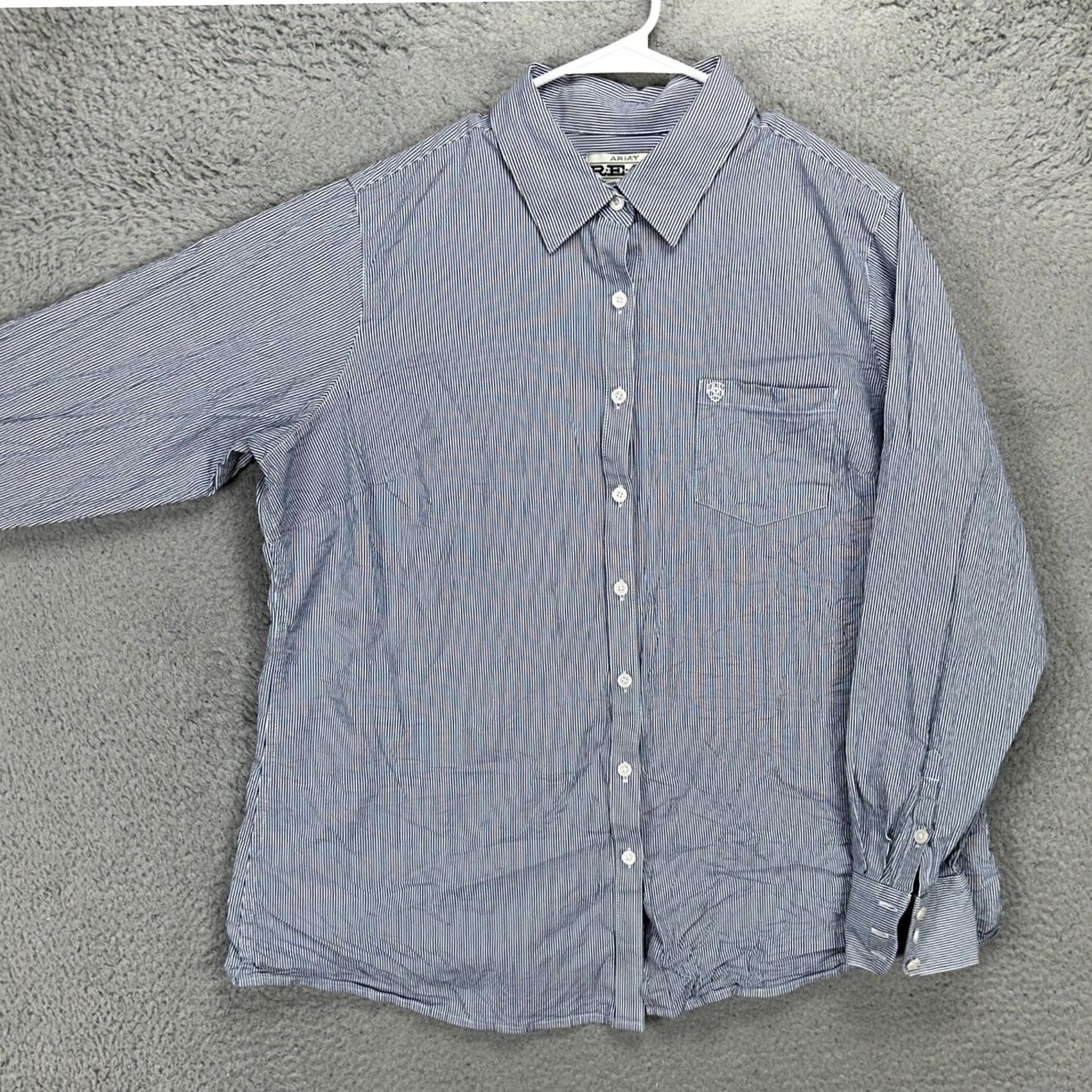 Ariat Ariat REAL Womens Western Shirt 1X Plus Blue White Stripes Button-Up Stretch Shirt Size XL / US 12-14 / IT 48-50 - 2 Thumbnail