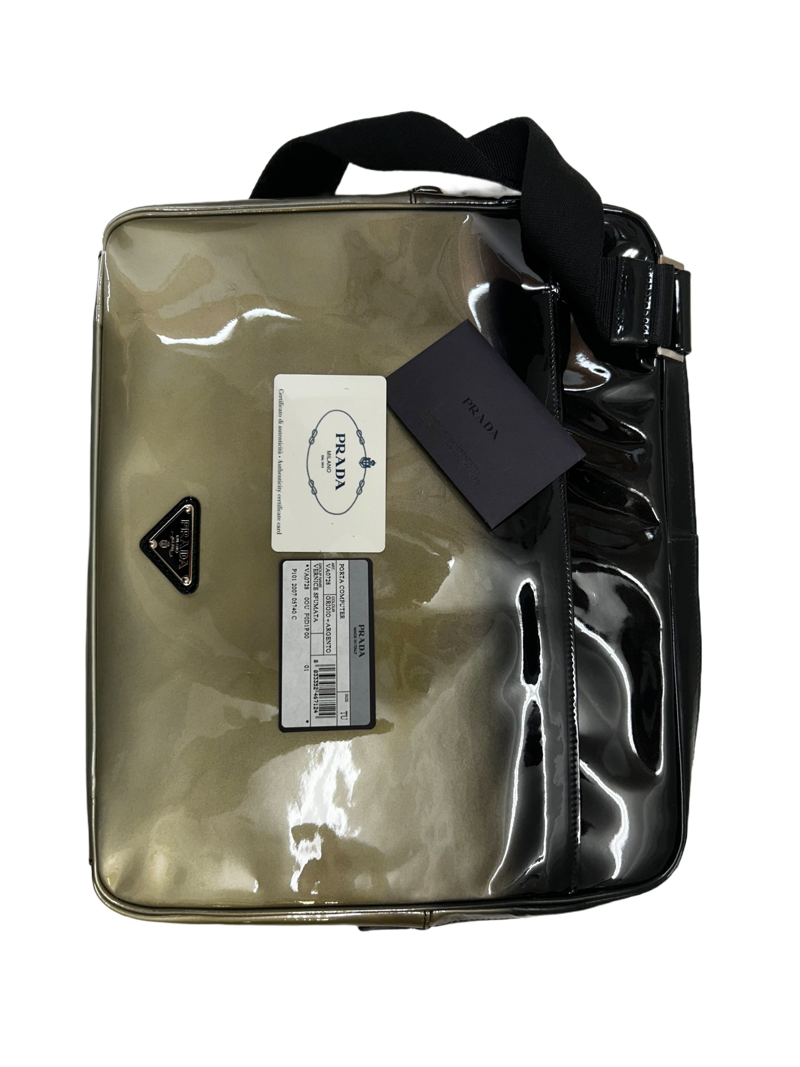 Prada leather laptop bag deals