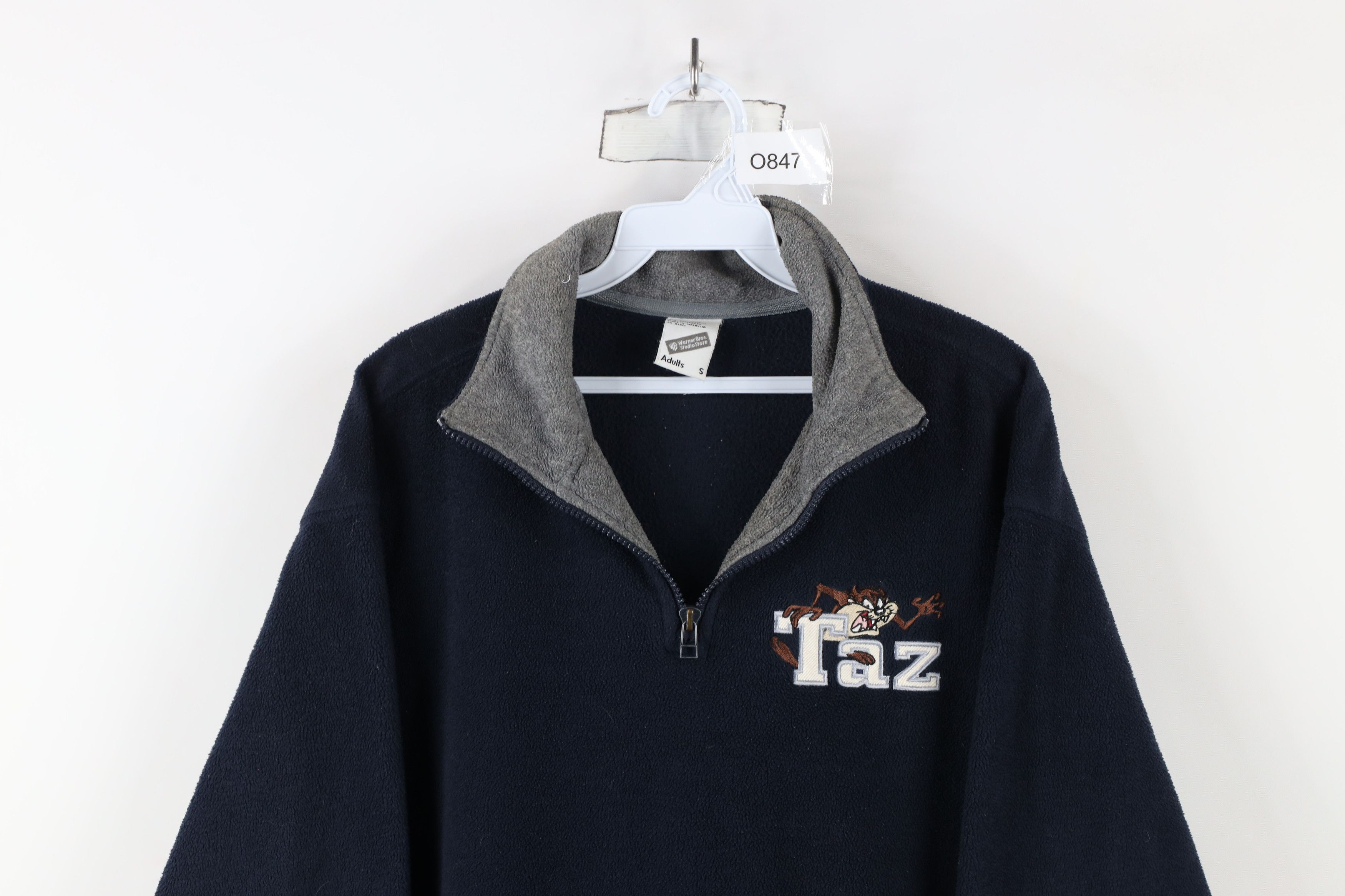 Vintage Vintage 90s Looney Tunes Spell Taz Half Zip Fleece Sweater Size US S / EU 44-46 / 1 - 2 Thumbnail