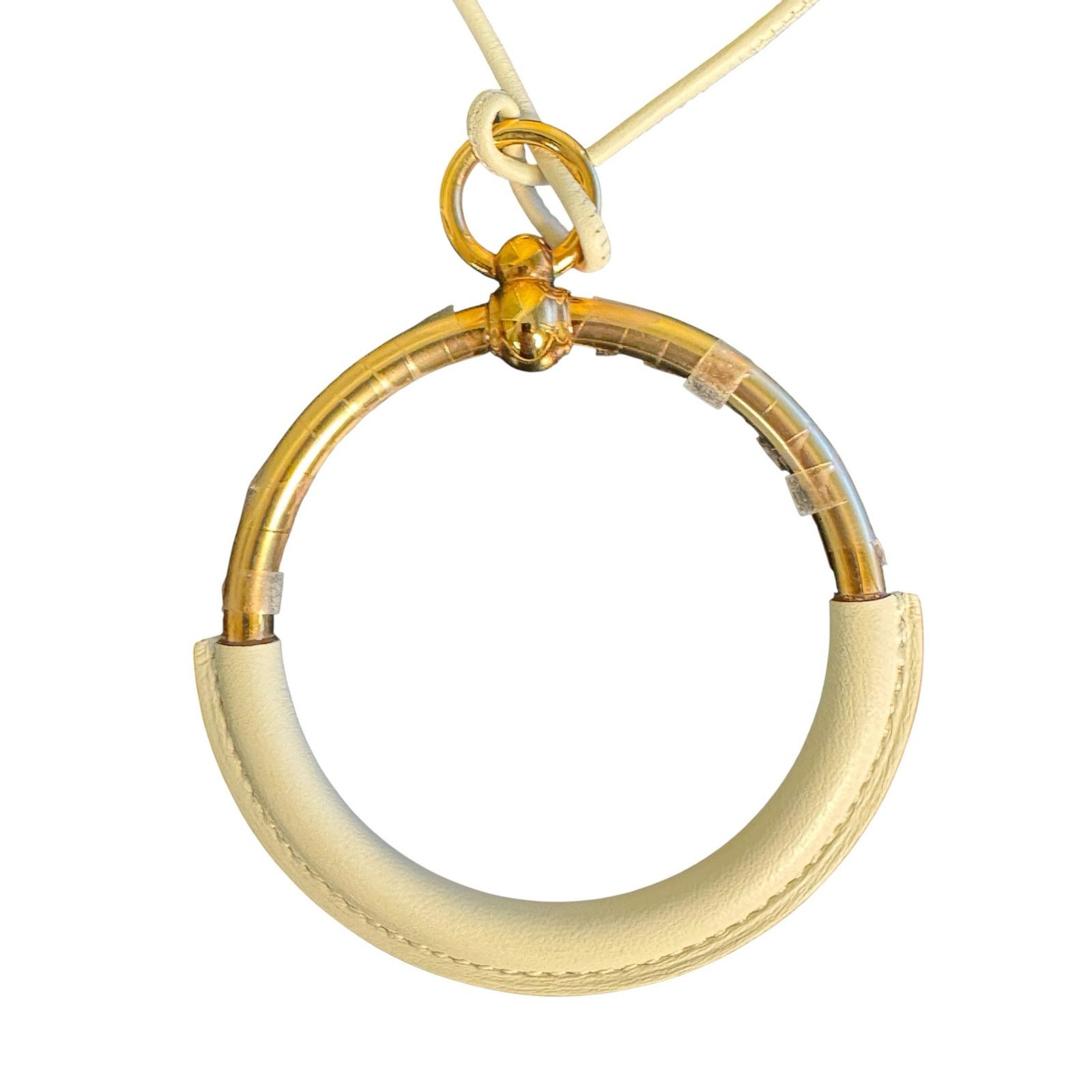 Hermes Hermes Loop Pendant Veau Swift Necklace in Nata Size ONE SIZE - 1 Thumbnail