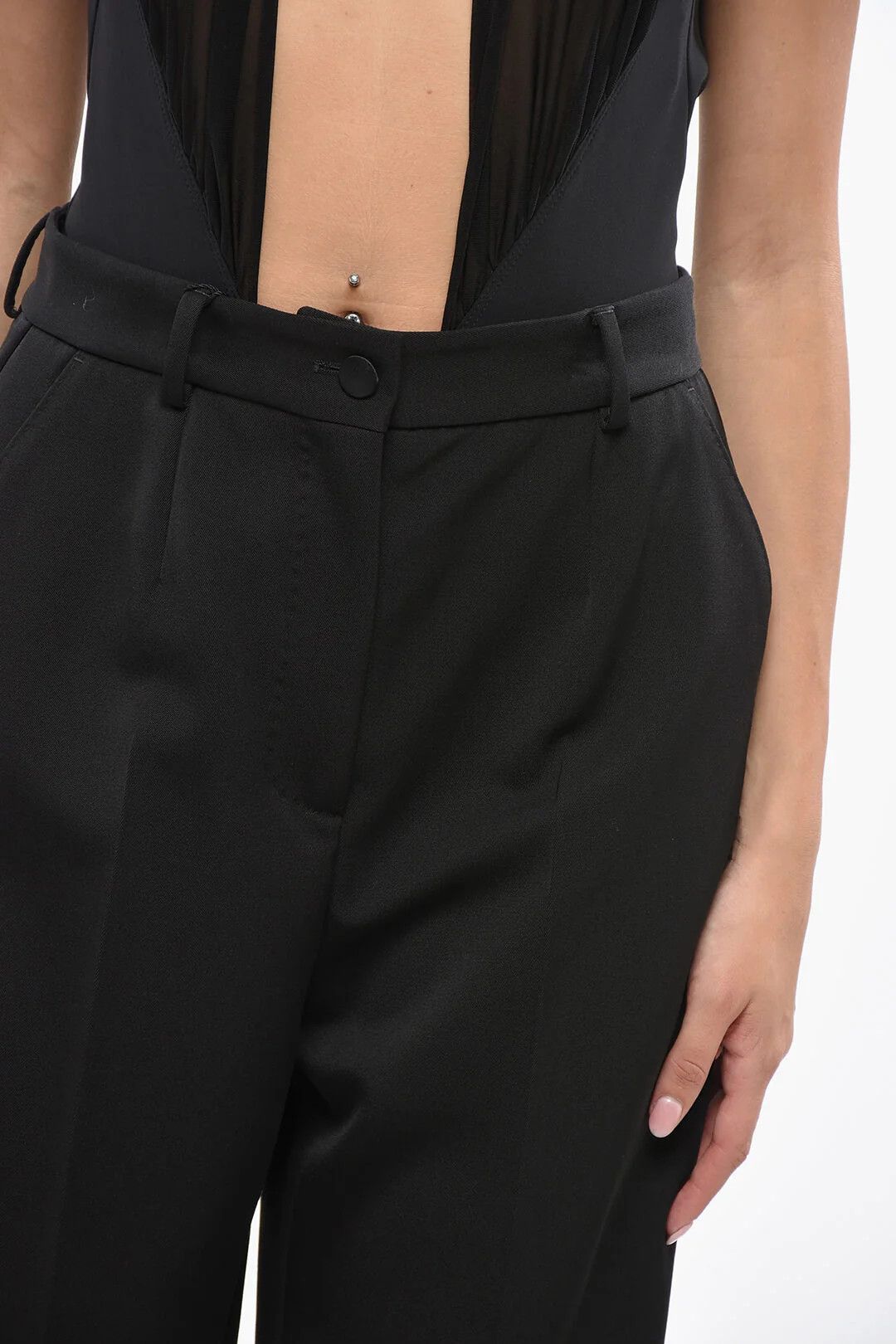Dolce & Gabbana og1mm0426 Virgin Wool-Blend Pant in Black Size 30" / US 8 / IT 44 - 3 Thumbnail