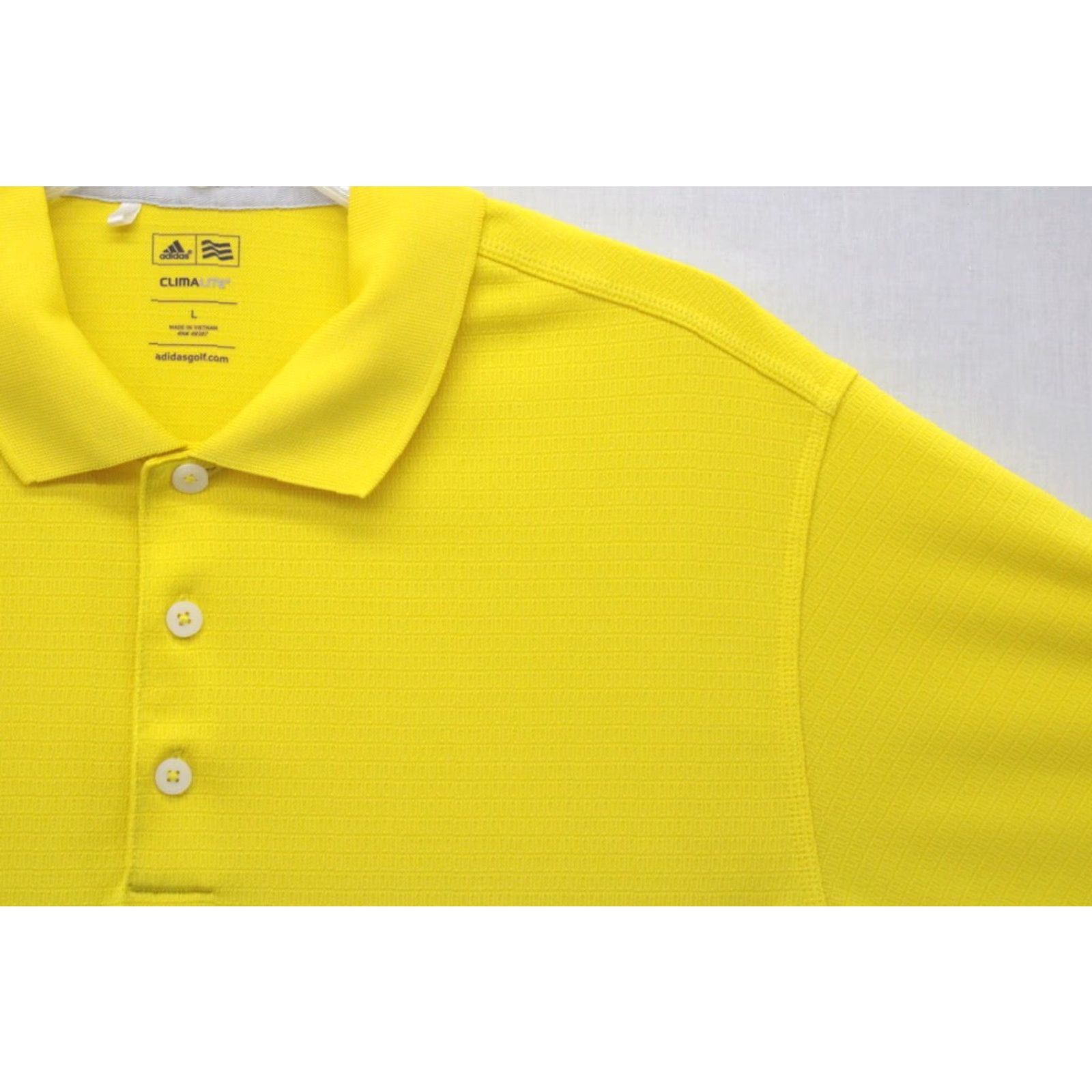 Adidas VINTAGE Adidas Shirt Men's Large Yellow Golf Climalite Solid Bright Yellow Polyester Size US L / EU 52-54 / 3 - 2 Thumbnail