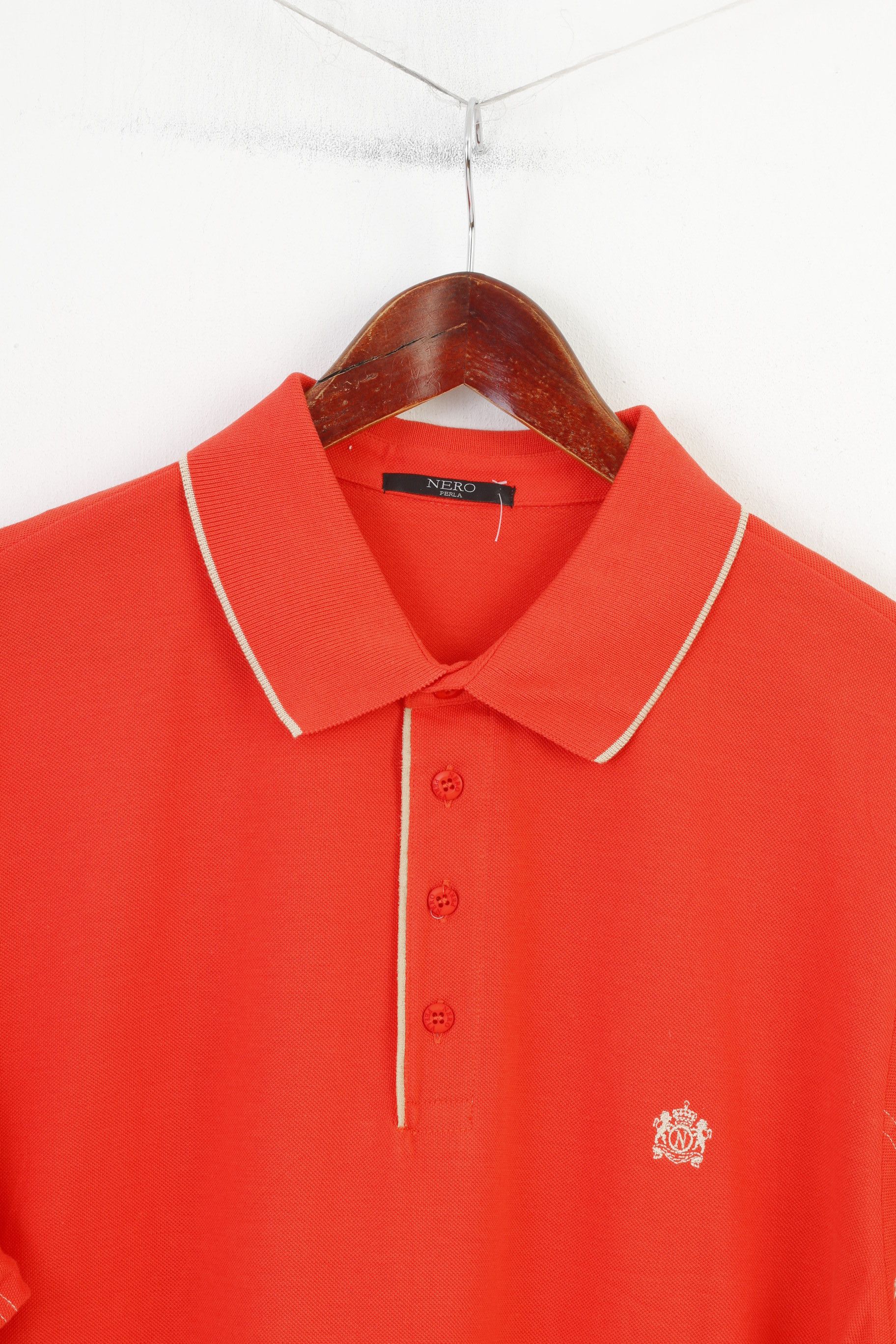Vintage Nero Perla Men L Polo Shirt Orange Detailed Buttons 10845 Size US L / EU 52-54 / 3 - 2 Thumbnail