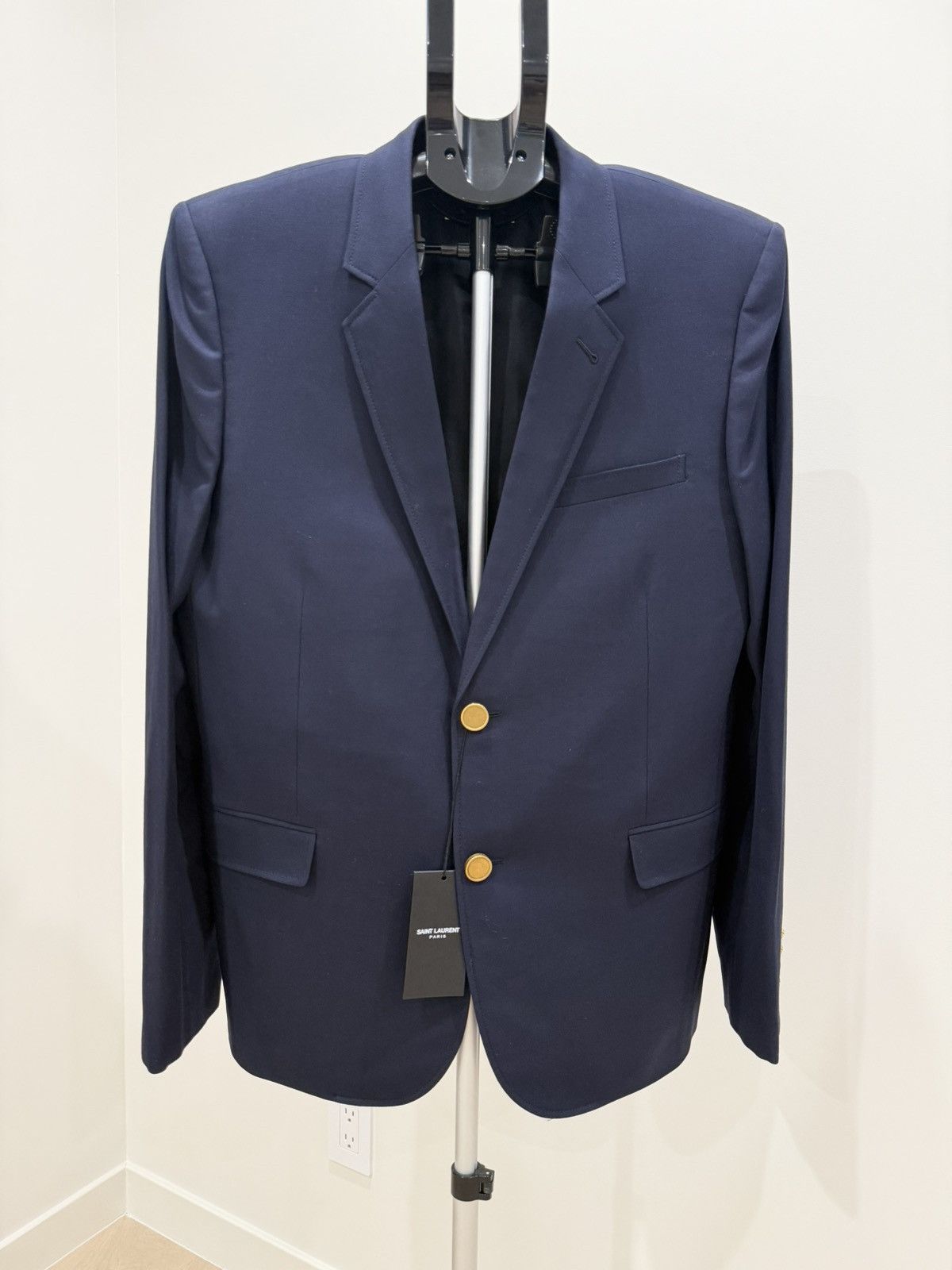 Saint Laurent Paris Saint Laurent Blazer Sze 44 US/54 IT Navy Gold Button Jacket Size 44R - 1 Thumbnail