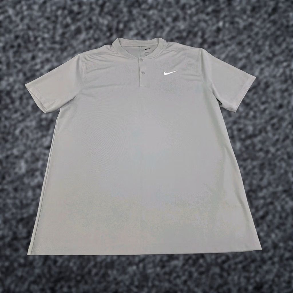 Nike Nike Dri-Fit Shirt Baseball Style Jersey Grey Large Men Short Sleeve Two Button Up Size US L / EU 52-54 / 3 - 1 Thumbnail