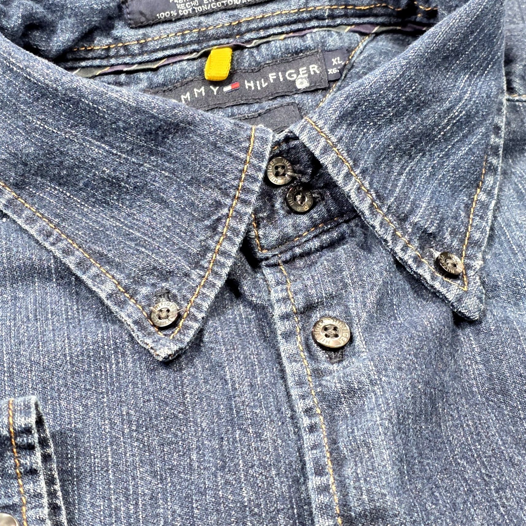 Tommy Hilfiger VINTAGE Tommy Hilfiger Denim Shirt XL Indigo Blue Pearl Snap Sleeve Button Western Size US XL / EU 56 / 4 - 4 Thumbnail