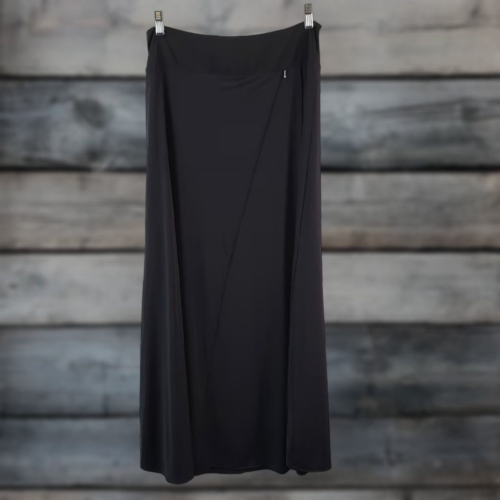 VINTAGE BRRR! Women's Maxi Skirt Solid Black Pull On Nylon Blend M Black Maxi Skirt Womens Pants?