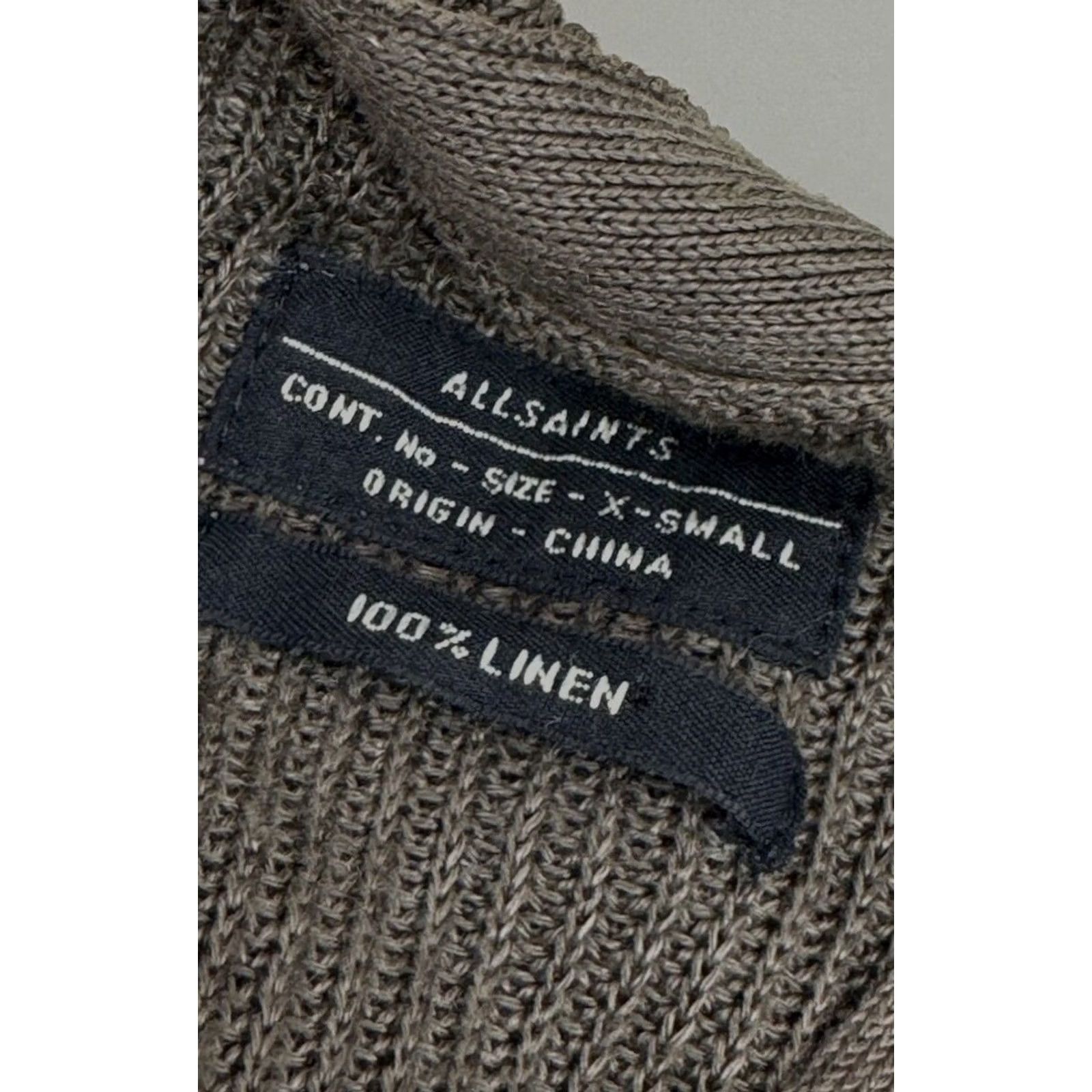 Allsaints ALLSAINTS LINEN Knit Cardigan Sweater - Mens XS ELBOW PATCH Dark Olive Green - Excellent Size US XS / EU 42 / 0 - 4 Thumbnail
