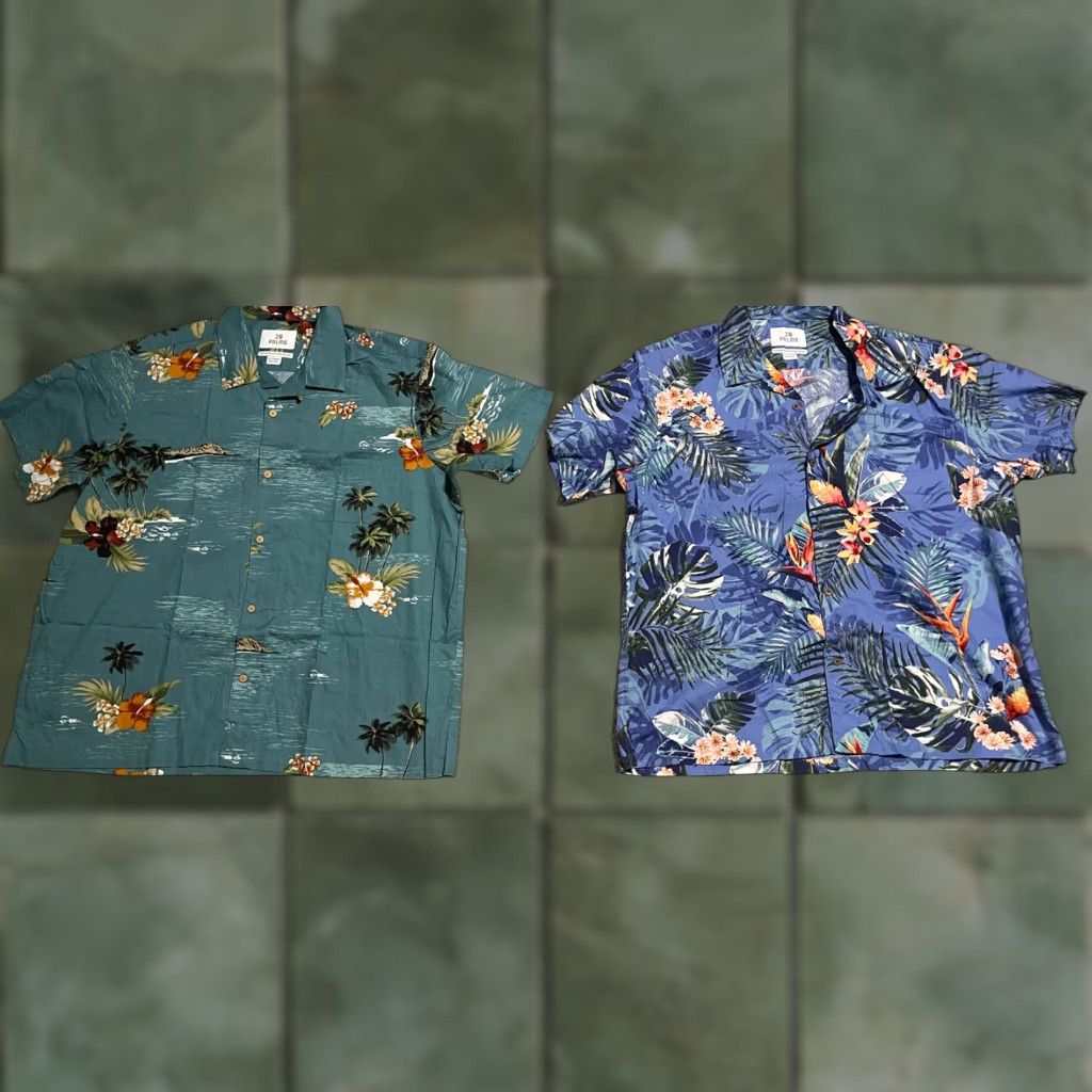 Vintage 28 Palms Button Up Shirt Mens Hawaiian Floral Short Sleeve Blue & Green Sz XXL Size US XXL / EU 58 / 5 - 1 Thumbnail
