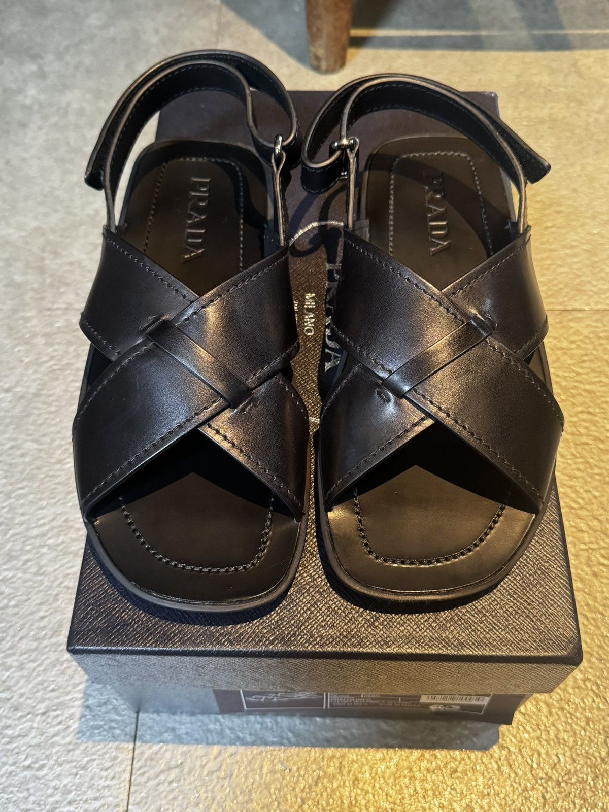 Prada *New*Prada Leather Cross Sandals Size US 8 / EU 41 - 2 Thumbnail