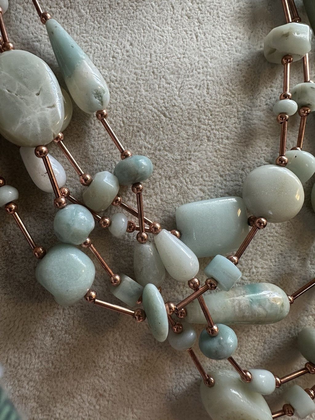 Handmade Multi Strand Amazonite Green Gem Stone Lg. Bead Aqua copper Size ONE SIZE - 7 Thumbnail