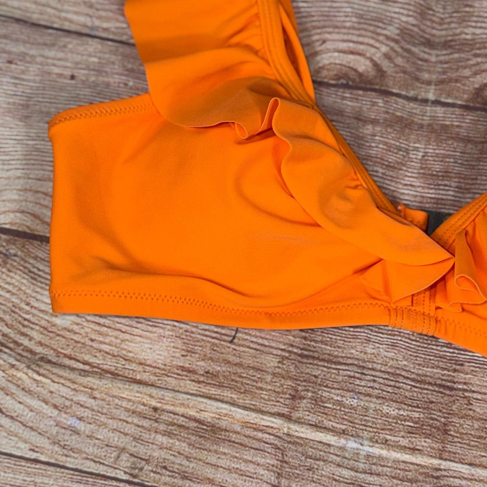 Other Large Orange Ruffled Bikini Top Size ONE SIZE - 2 Thumbnail
