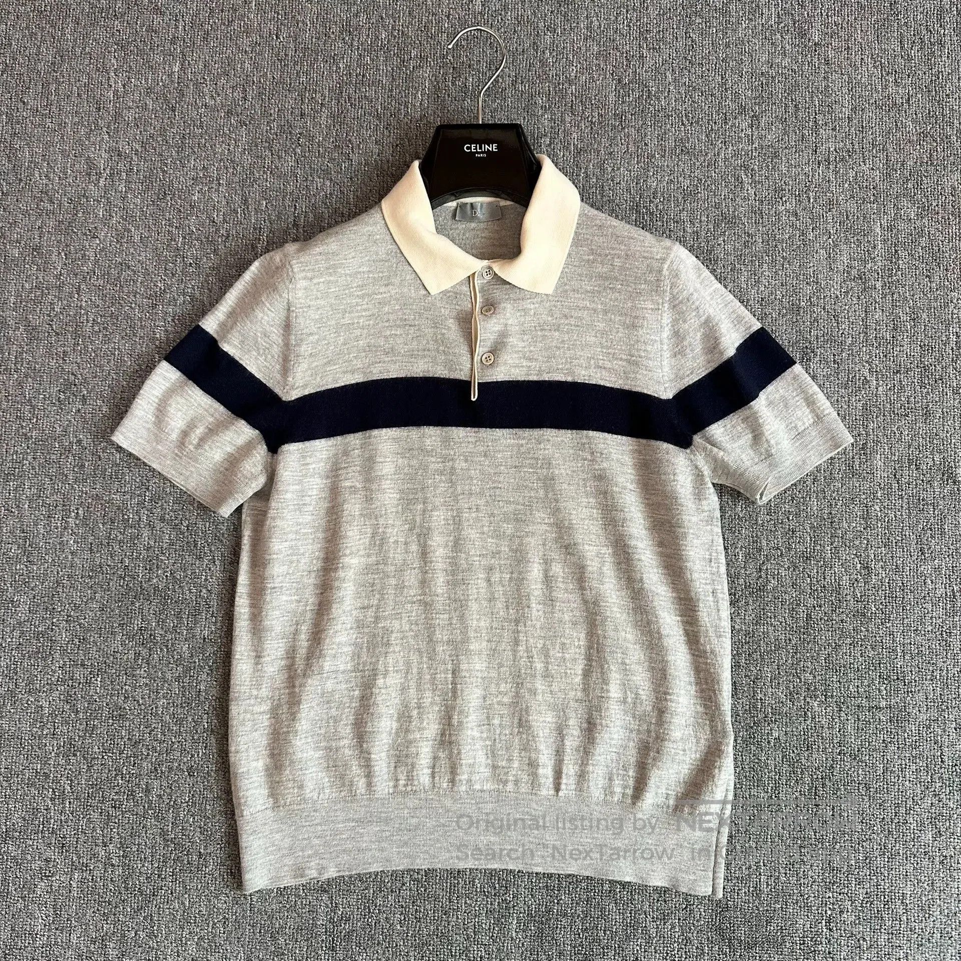 dior color-block wool short sleeve polo.