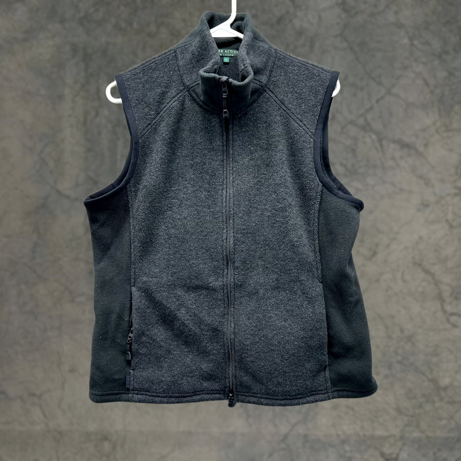 Ralph Lauren VINTAGE Lauren Ralph Lauren Vest Womens Large Gray Full Zip Jacket Fleece Cotton Vest, L, Gray, 90s, Women's, Basic Jacket Size L / US 10 / IT 46 - 1 Thumbnail