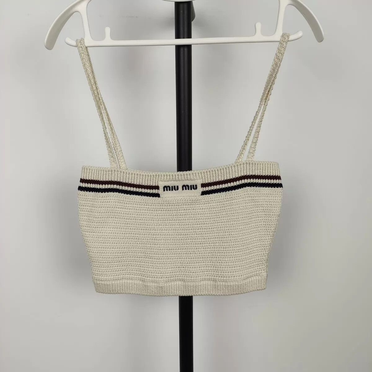 Miu Miu MIU MIU Women's 96 New White 38 cami woven top Size S / US 4 / IT 40 - 1 Thumbnail