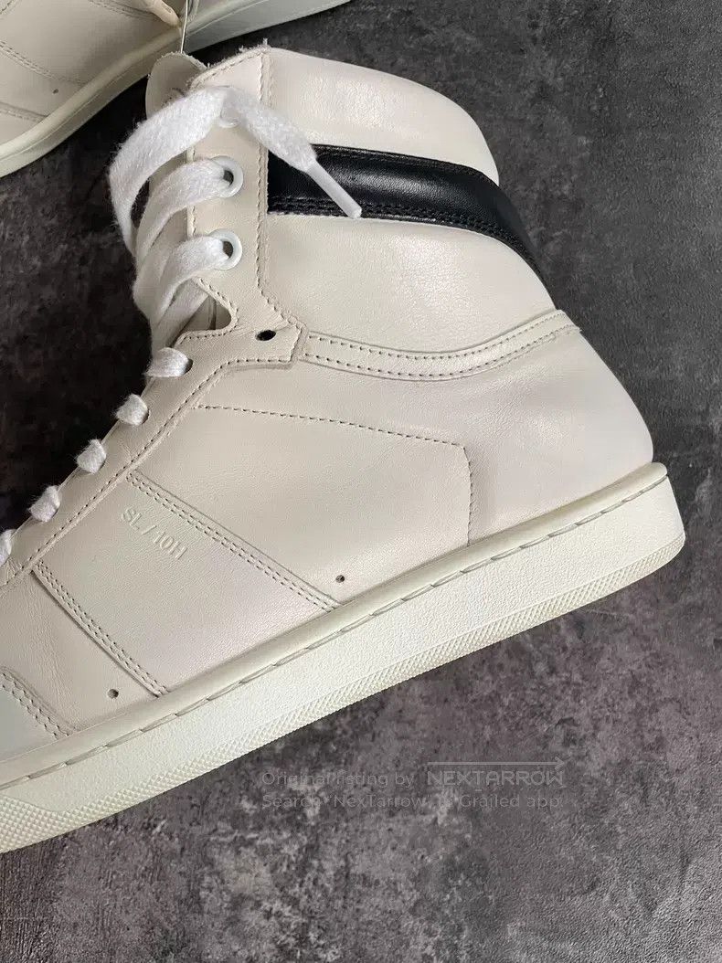 Saint Laurent Paris Saint Laurent Paris Heel Black and White Striped High-top Size US 7 / EU 40 - 4 Thumbnail