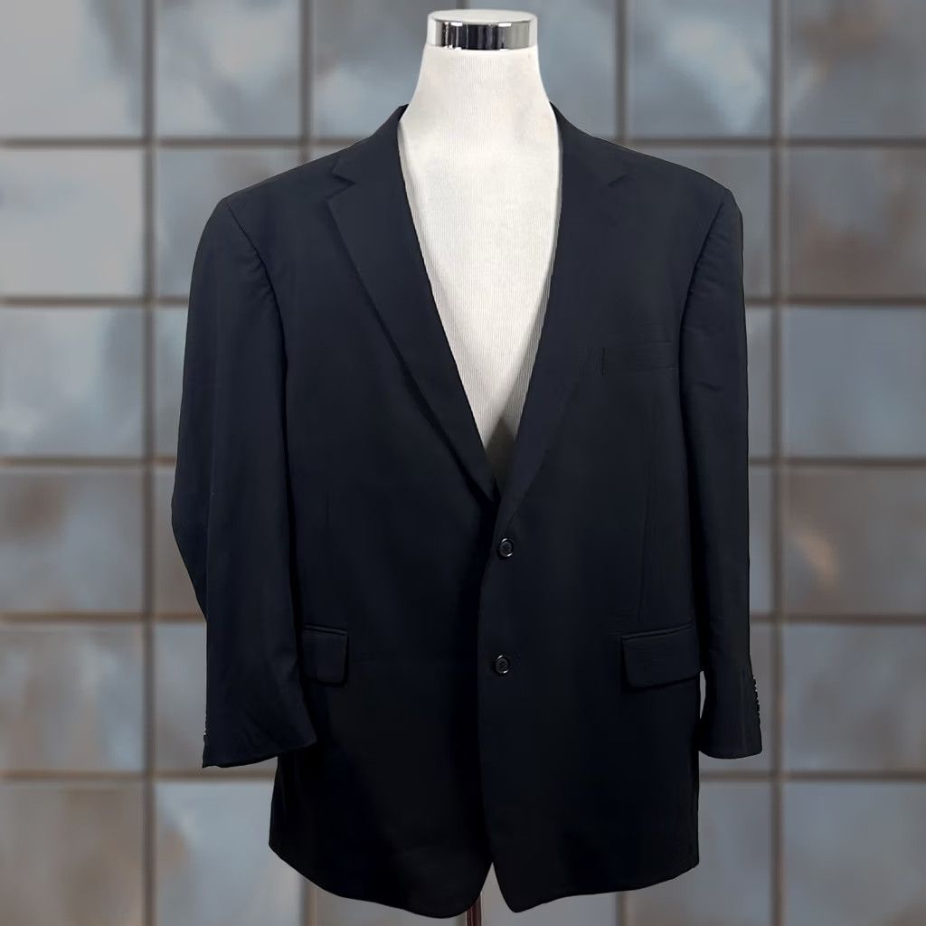 Jos. A. Bank Jos A Bank Sport Coat 50R Wool Black Two-Button Single-Breasted Lined 100% Wool Formal Mens Size US M / EU 48-50 / 2 - 1 Thumbnail