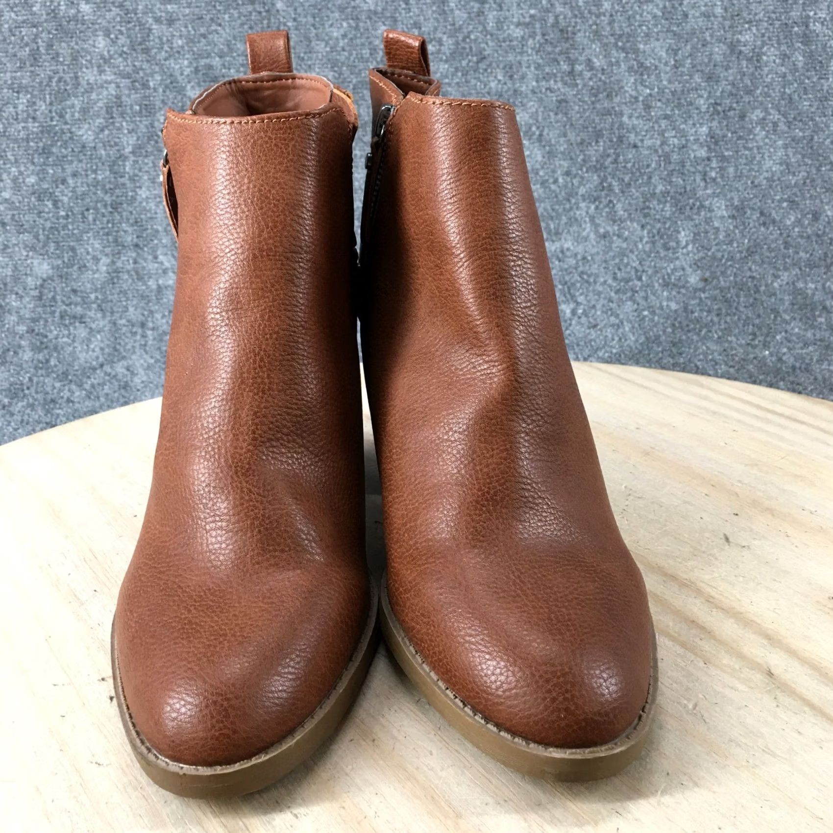 Vintage Universal Thread Boots Womens 9.5 Jameson Ankle Booties Zipper Boots Brown High Heel 17730 New Size US 10 / IT 40 - 4 Thumbnail