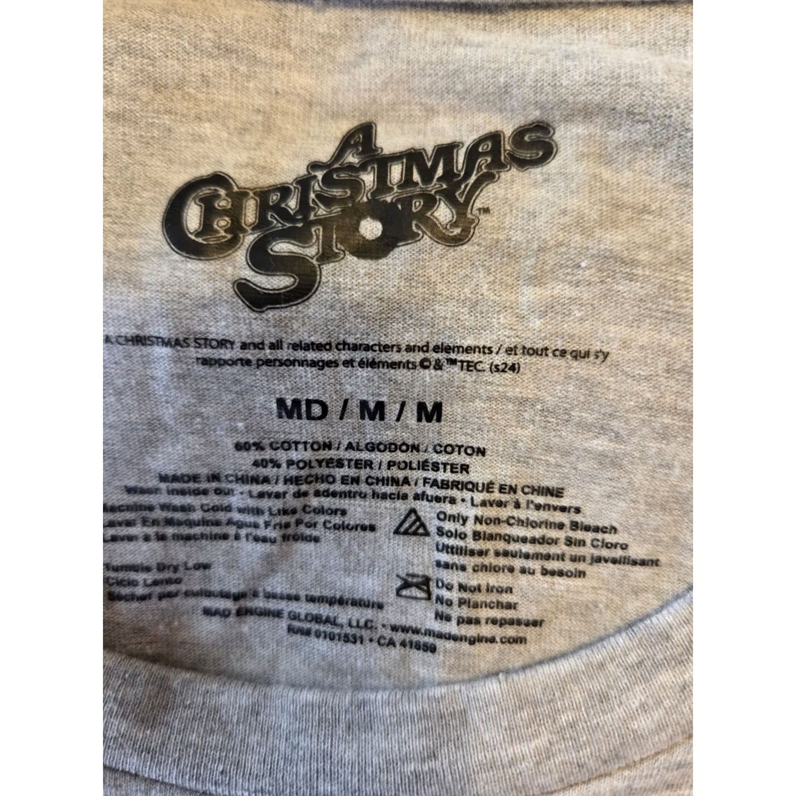 Vintage A Christmas Story Oh Fudge Gray Short Sleeve T Shirt Men's Medium Shirt Christmas Movie Holiday Graphic Print Crew Neck Size US M / EU 48-50 / 2 - 2 Thumbnail