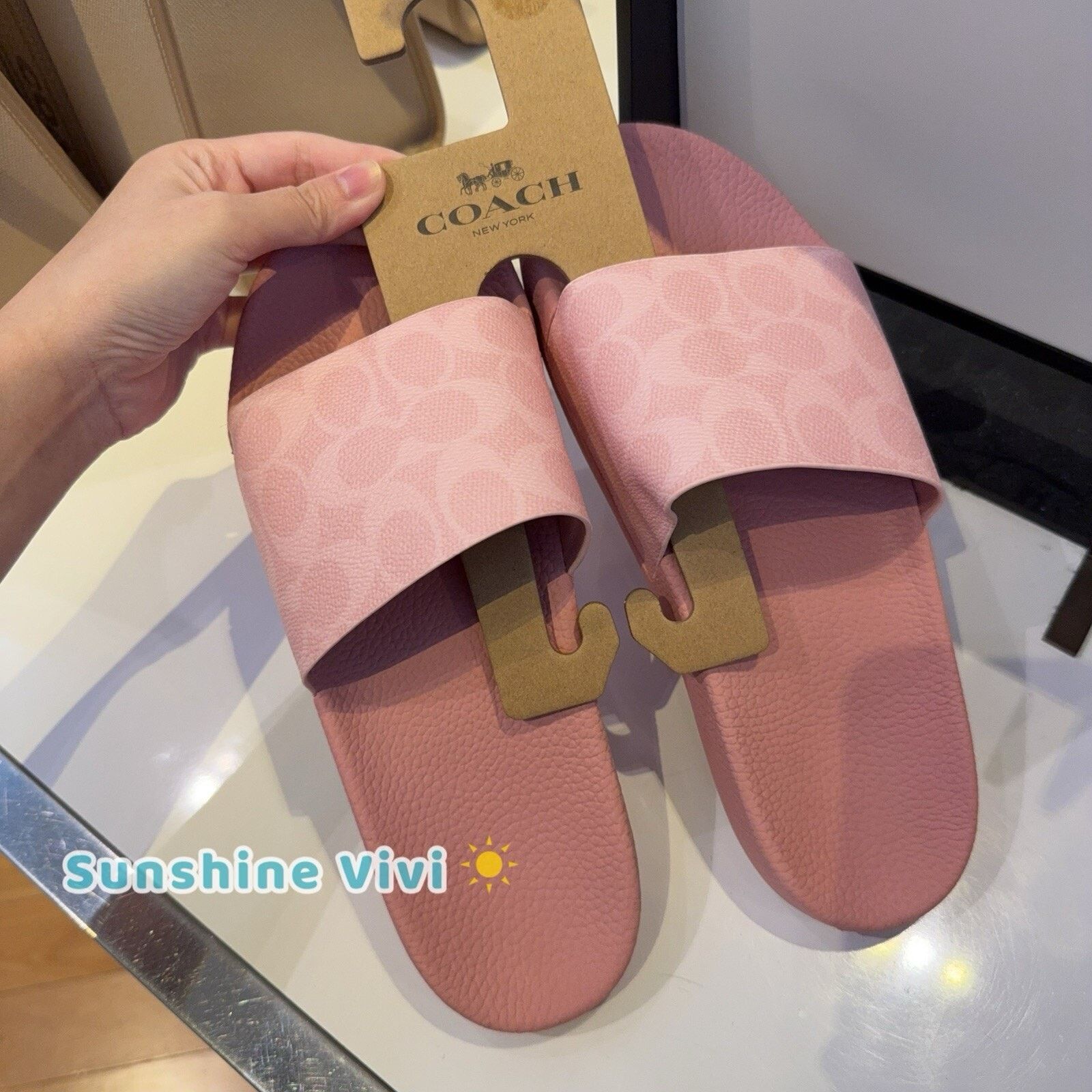 New Coach women Udele Sport Slide CAR28 Powder Pink US 6