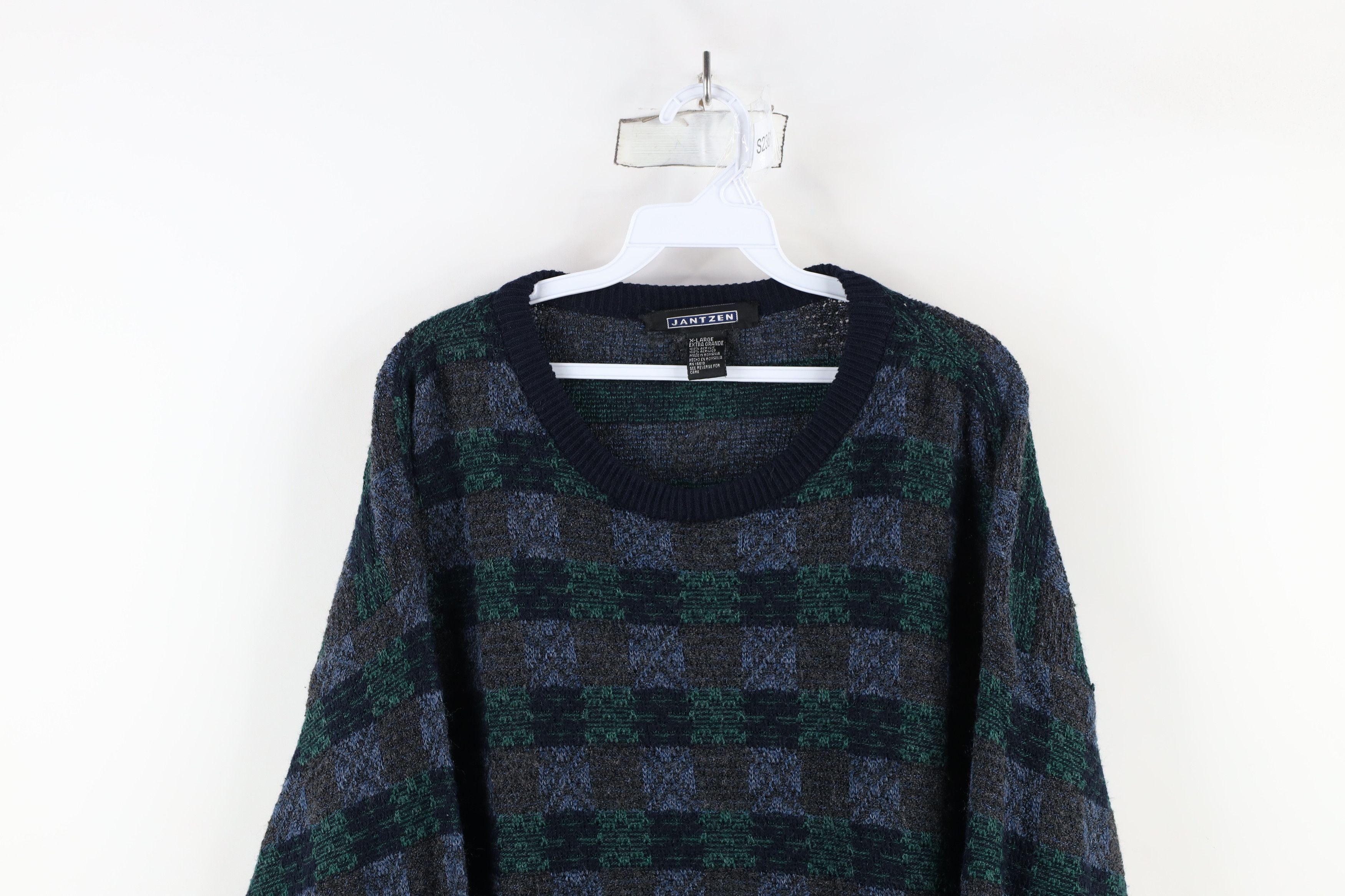 Vintage Vintage 90s Streetwear Knit Checkered Crewneck Dad Sweater Size US XL / EU 56 / 4 - 2 Thumbnail