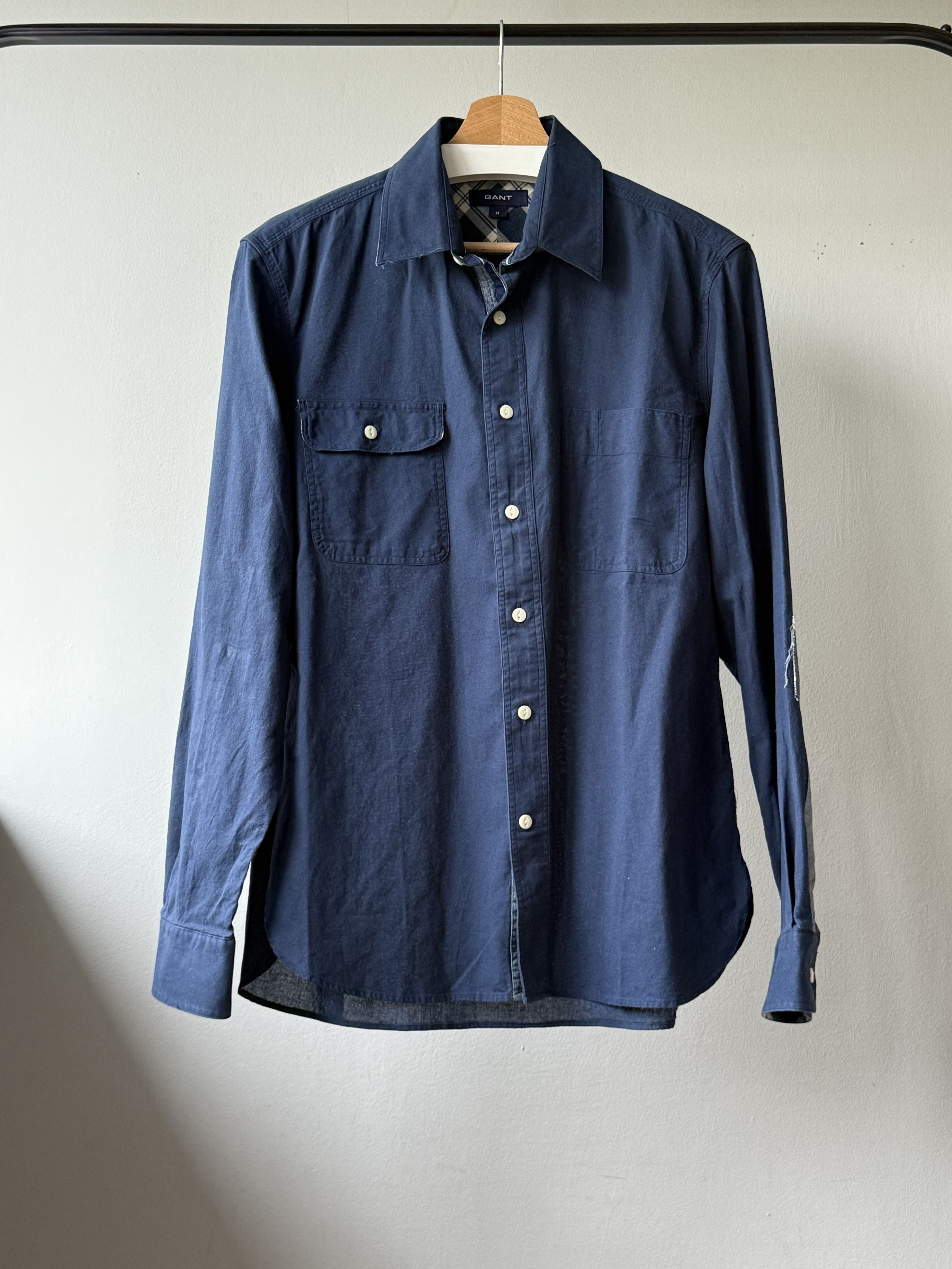 Gant Gant Patchwork Casual Fit Navy Blue Twill Long Sleeve Shirt Size US M / EU 48-50 / 2 - 3 Thumbnail