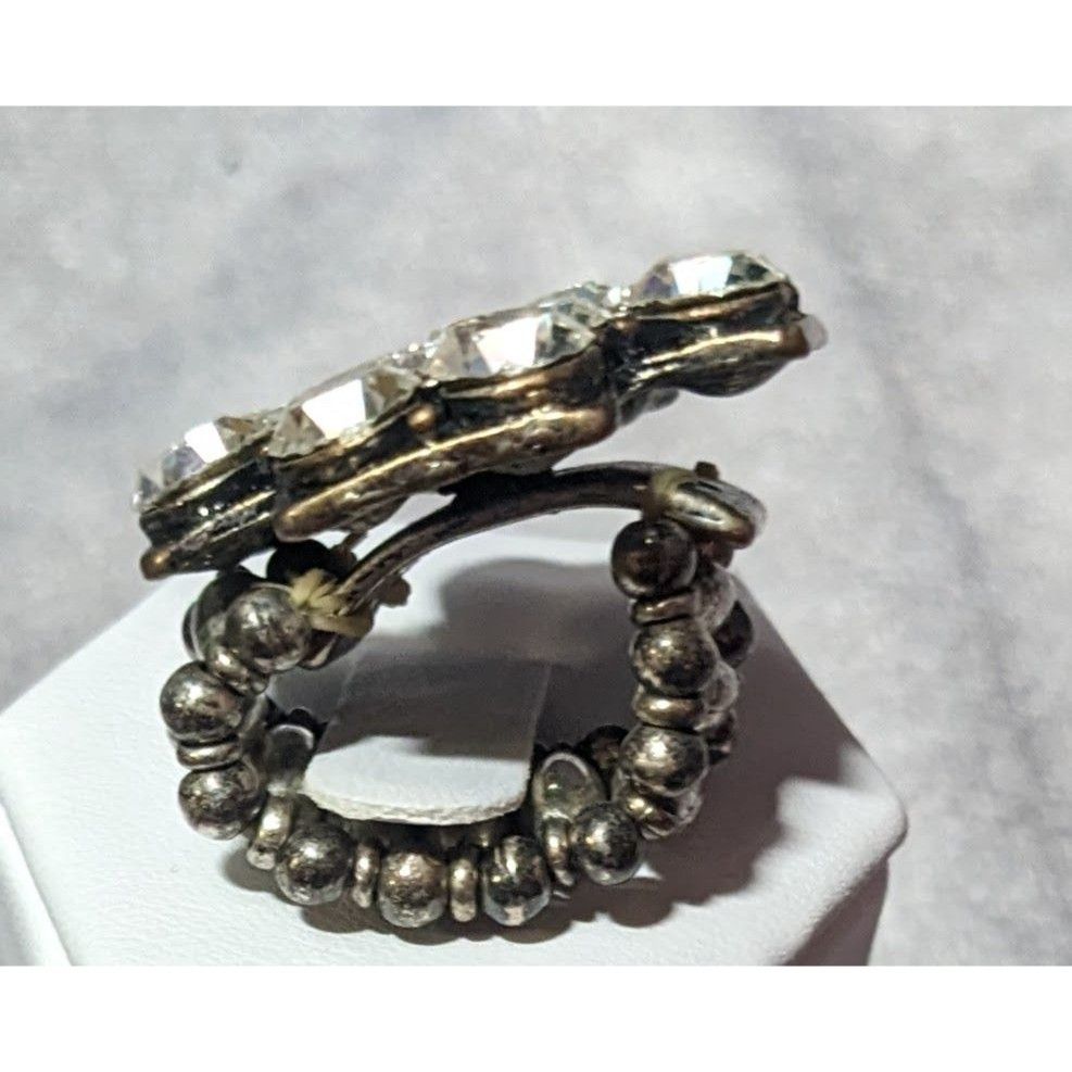 Other Glam Goth Silver Tone Rhinestone Cross Stretch Ring Size 6 1 Size ONE SIZE - 10 Thumbnail