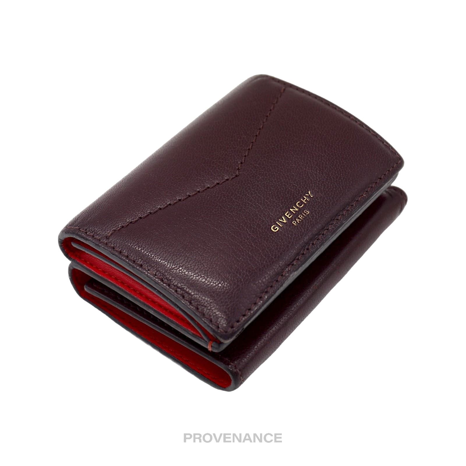 Givenchy 🔴 Givenchy Two Tone Trifold Wallet - Burgundy Leather Size ONE SIZE - 3 Thumbnail