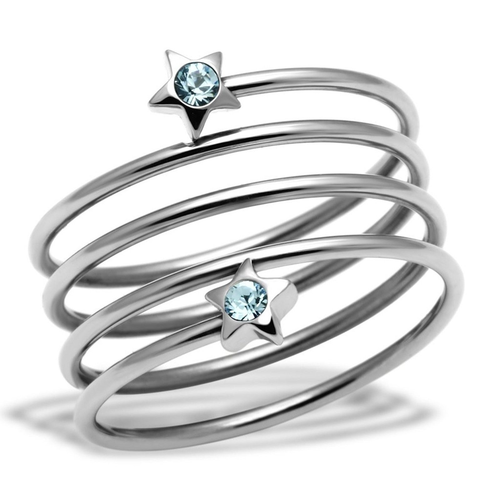 The Unbranded Brand Stainless Steel Wrap Around Crystal Blue Star Ring Size ONE SIZE - 1 Thumbnail