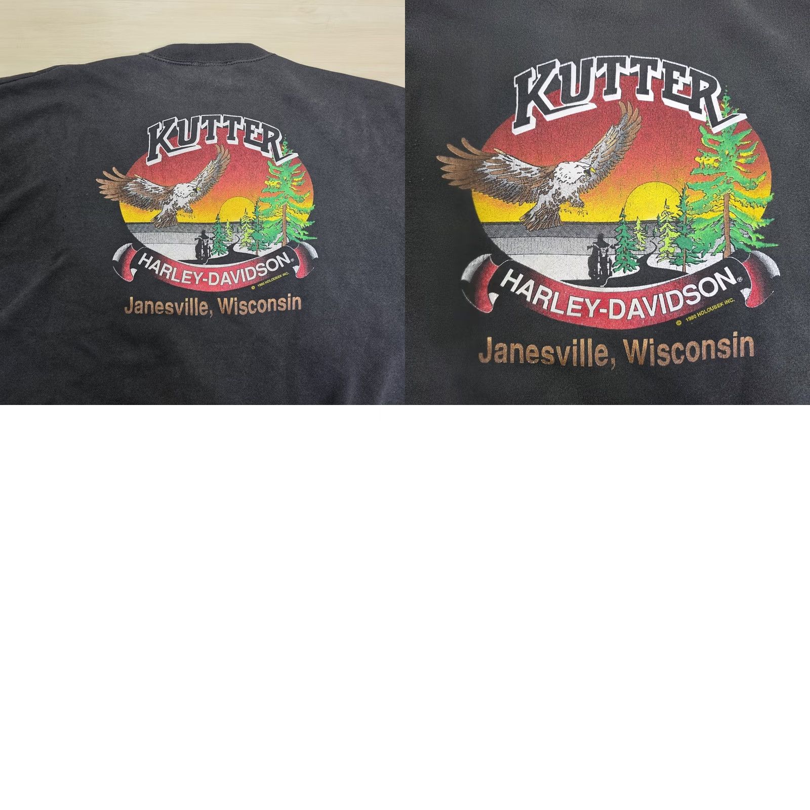 Harley Davidson VINTAGE Harley-Davidson Owners Group South Central Wisconsin Eagle XL Crew Neck Shirt Mens Black Cotton 1990s Double-Sided Regular Fit Size US XL / EU 56 / 4 - 9 Thumbnail