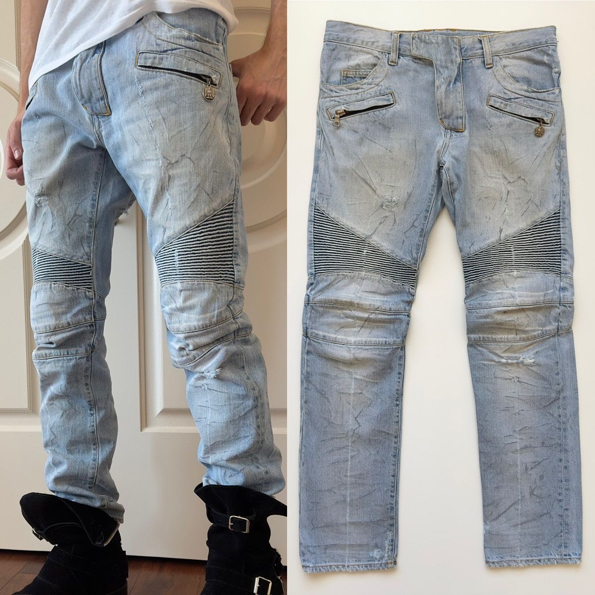 Balmain Balmain SS11 Eagle Coin Biker Jeans | Grailed