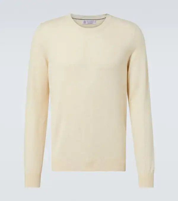 Brunello Cucinelli o1y0526 Crewneck Sweater in Pastel Yellow Size US M / EU 48-50 / 2 - 1 Thumbnail