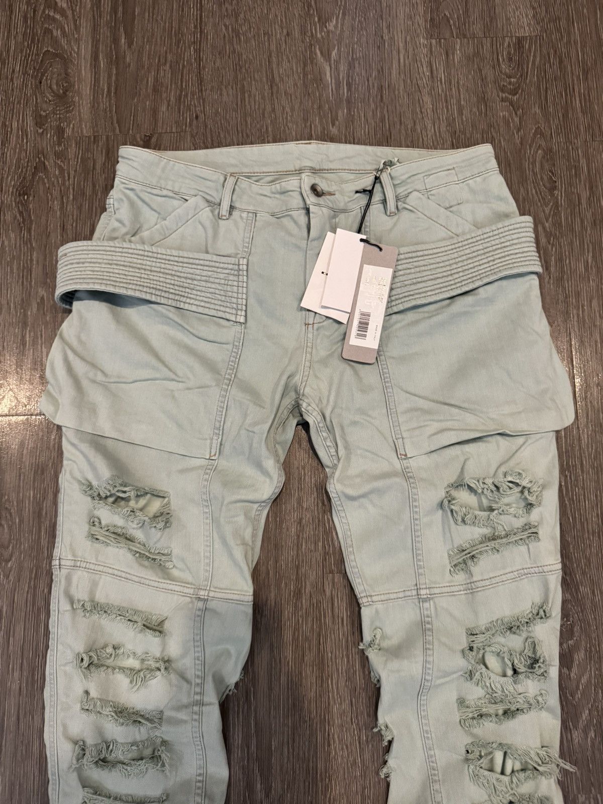 Rick Owens Rick Owens Easy Creatch Cargo Pants in Shredded Aqua FW22 Size US 34 / EU 50 - 3 Thumbnail