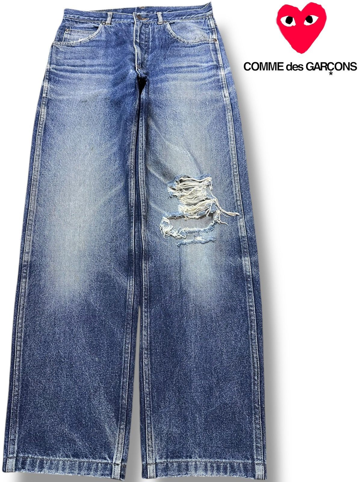 Comme des Garcons Homme Vintage 90’s Comme Des Garscons Homme Distressed Denim Size US 29 - 1 Thumbnail