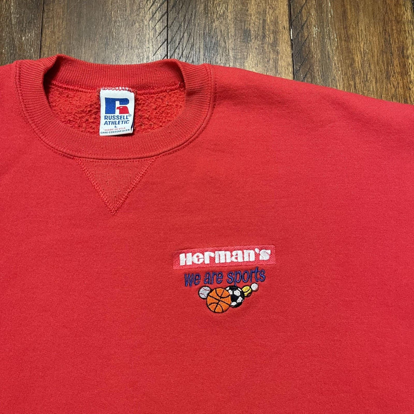 Russell Athletic Vtg Russell Athletic Sweatshirt L Herman's We Are Sports 90s Size US L / EU 52-54 / 3 - 3 Thumbnail