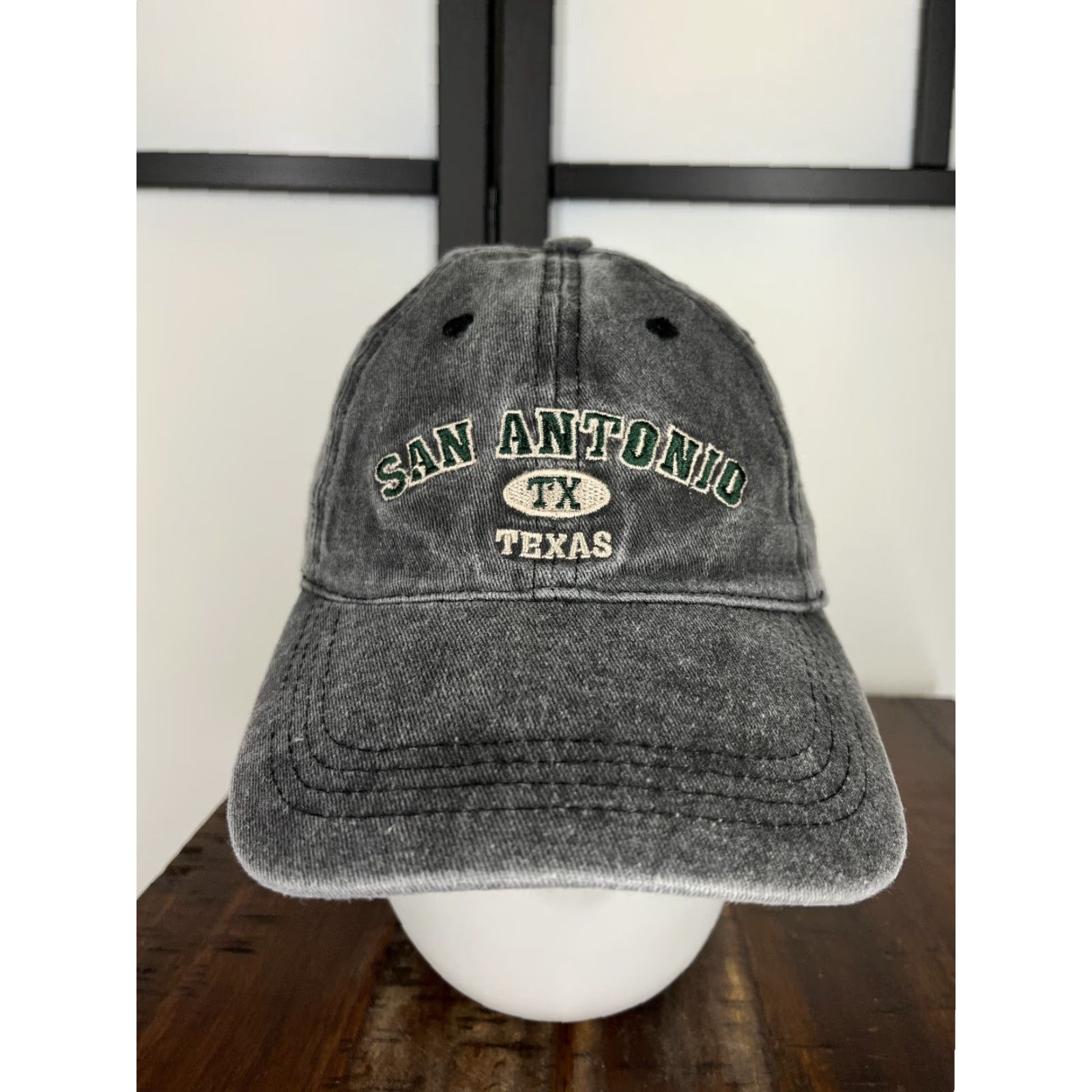 Vintage Lucky 7 Hat/Cap Adult One Size Gray Cotton Twill Strap Back Denim Look Casual Outdoor Baseball Cap Size ONE SIZE - 2 Thumbnail