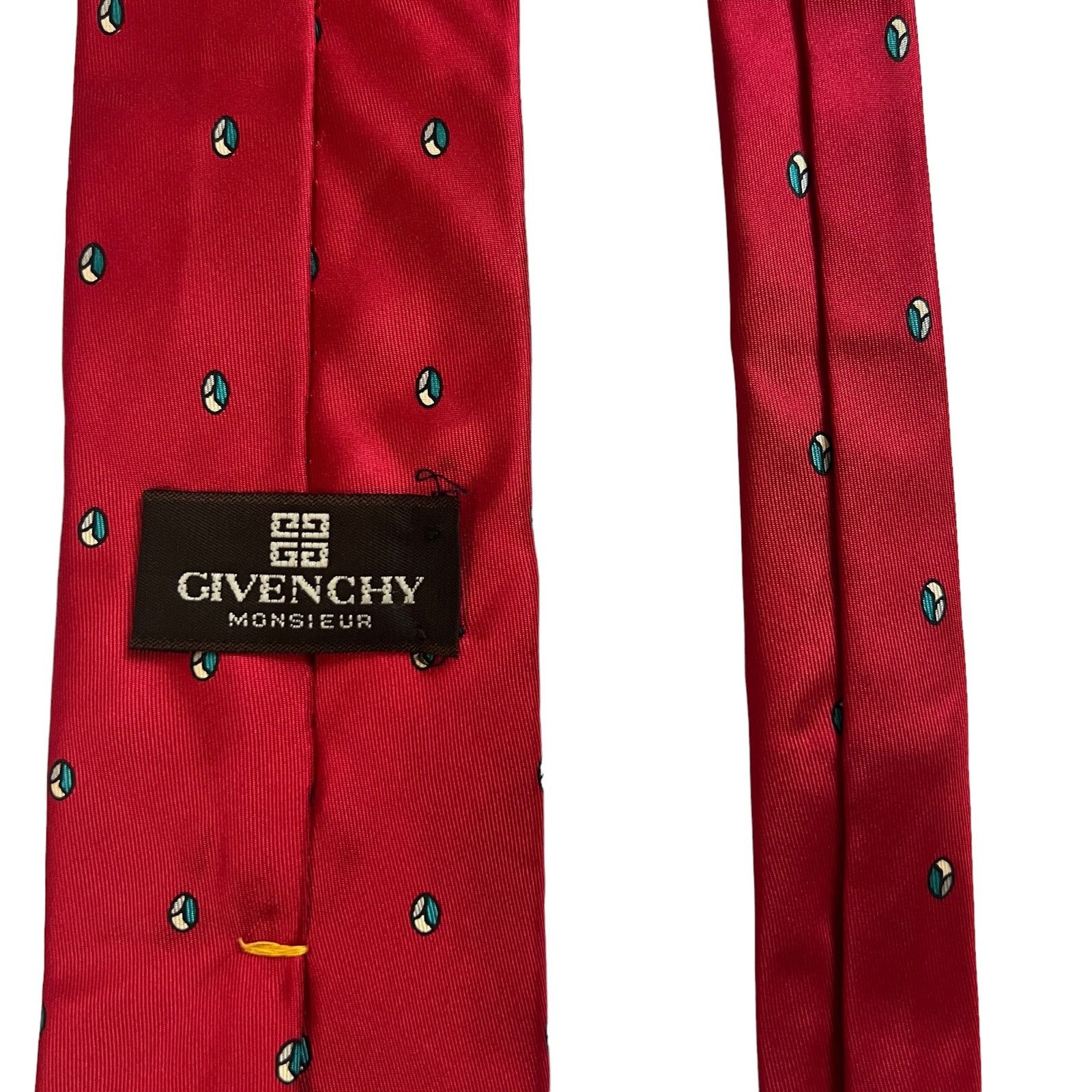 Givenchy Givenchy Red Blue White Gray Oval Foulard Geometric Silk Tie Size ONE SIZE - 5 Thumbnail