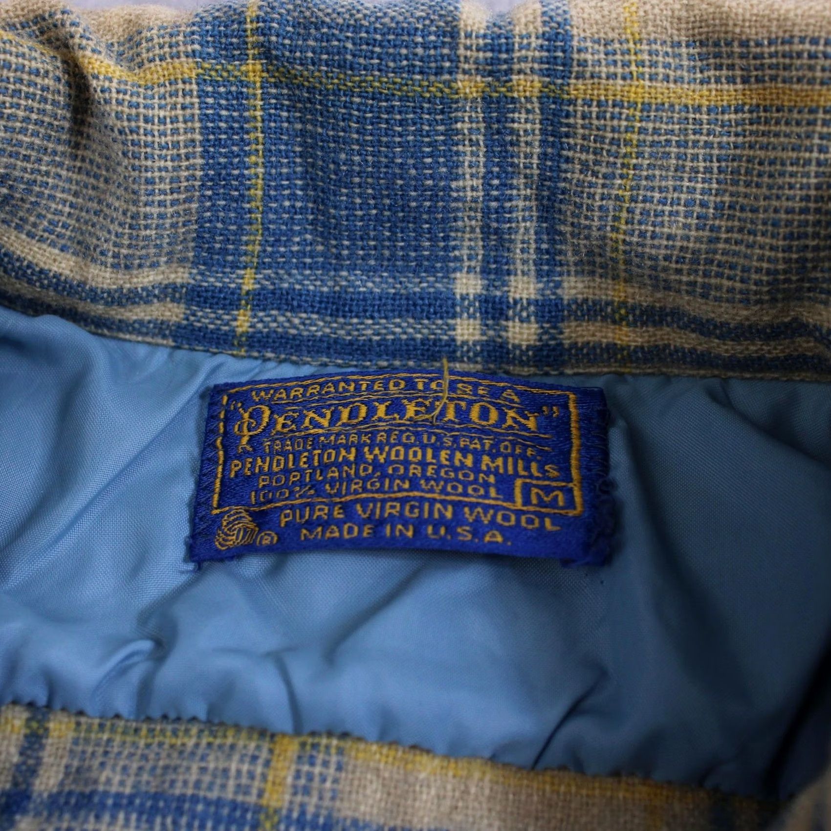 Pendleton VINTAGE Pendleton Wool Loop Collar Shirt Men Medium Blue Plaid Heritage READ Size US M / EU 48-50 / 2 - 3 Thumbnail