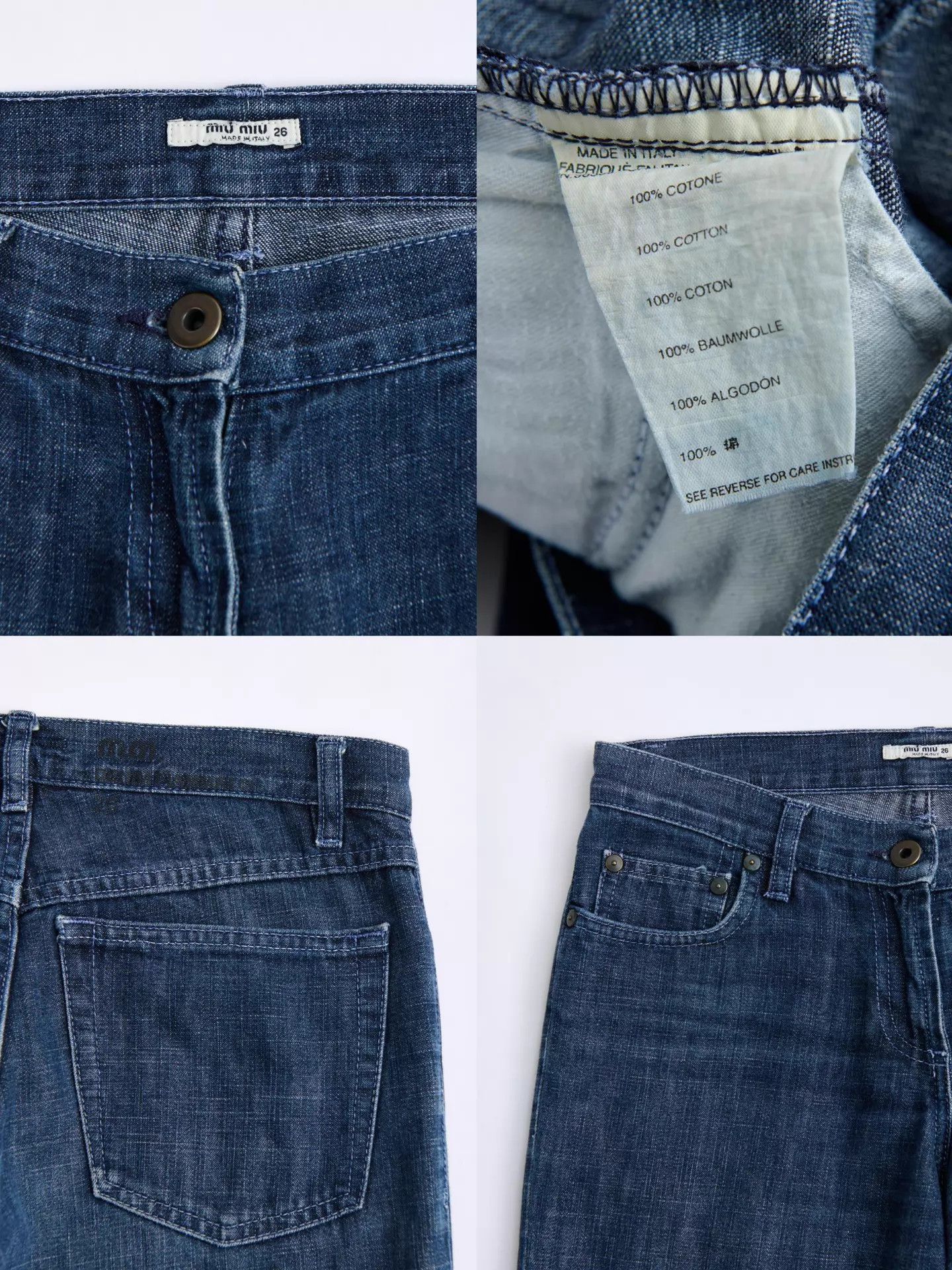 Miu Miu MIU MIU 2000s Y2K Low-Rise Flared Washed Jeans Size 26" / US 2 / IT 38 - 9 Thumbnail