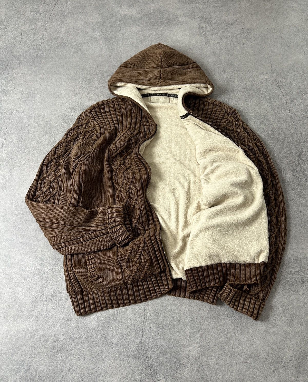 Japanese Brand Vintage Weird Fish Brown Knit Zip-Hoodies mens sherpa Size US XL / EU 56 / 4 - 2 Thumbnail