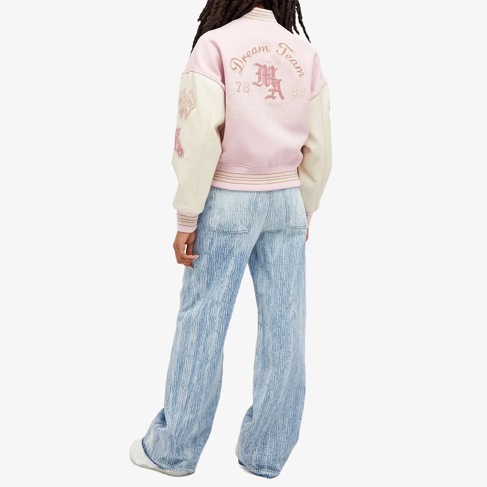 Amiri o1orln1125 Dream Team Varsity Jacket in Pink/White Size M / US 6-8 / IT 42-44 - 4 Thumbnail
