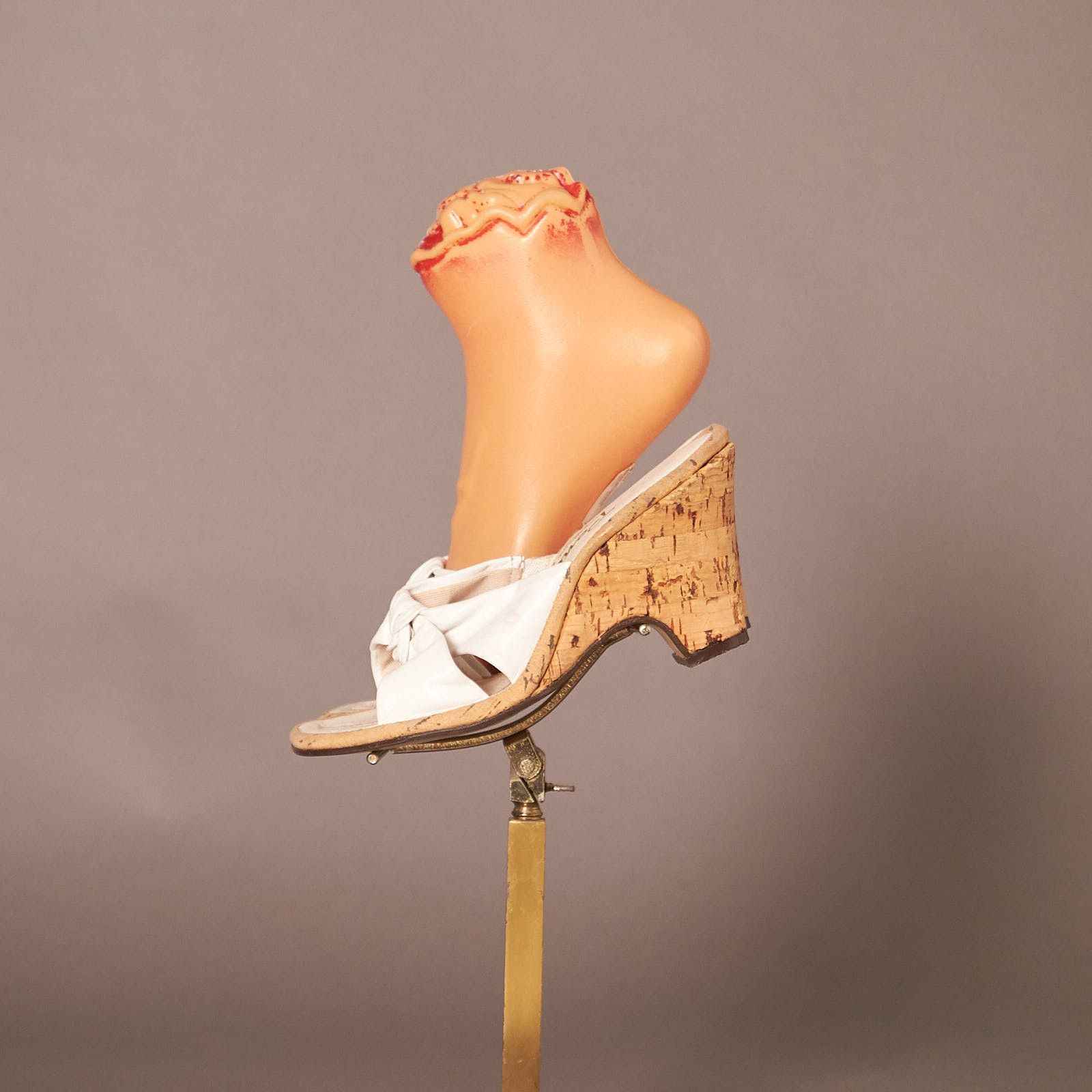 Vintage 1950s Penaljo Cork Heels White Leather Wedge Sandals Shoes Size US 5.5 / IT 35.5 - 3 Thumbnail