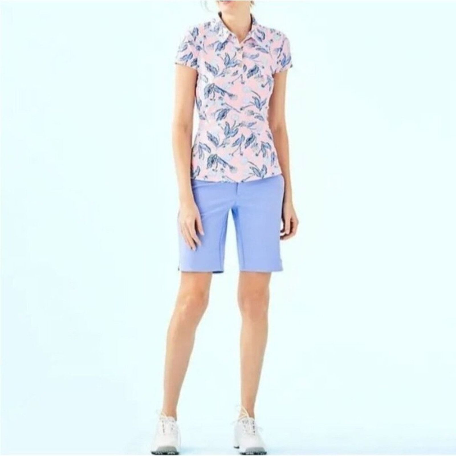 Lilly Pulitzer Lilly Pulitzer Luxletic Meryl Nylon Pique Top L Pink Tropic Size L / US 10 / IT 46 - 1 Thumbnail