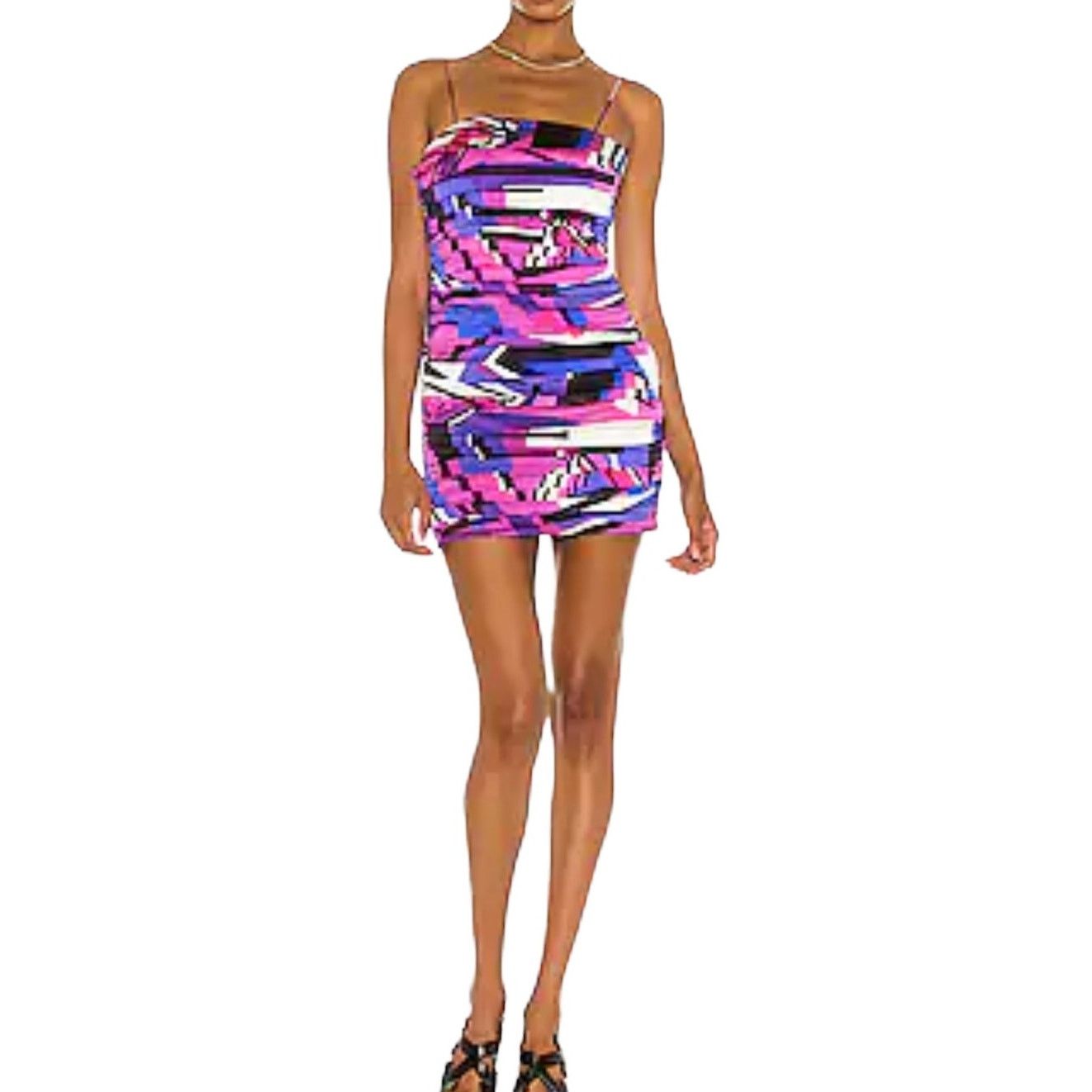 Retrofete Retrofete Elsie Graffiti Pleated Micro Mini Dress Multi Sz M Size M / US 6-8 / IT 42-44 - 4 Thumbnail