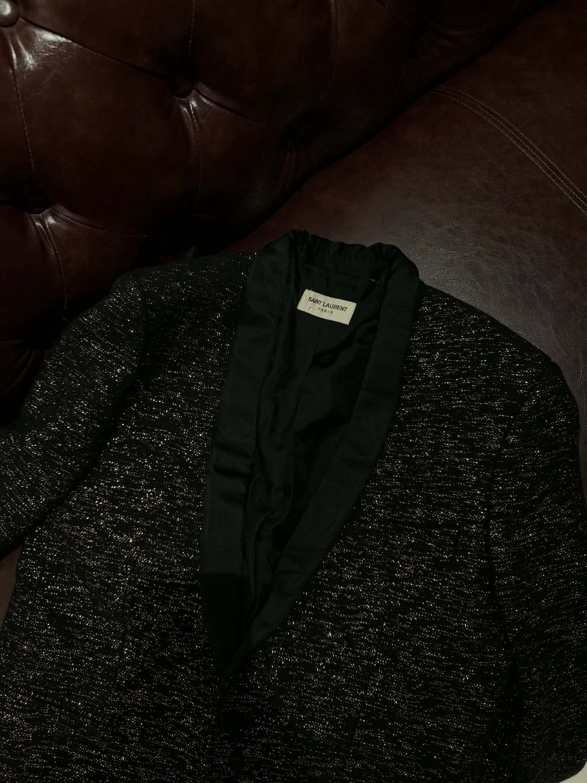 Saint Laurent Paris Hedi Slimane x Saint Laurent Jacquard Tuxedo Size 46 SS2016 Size 46L - 4 Thumbnail