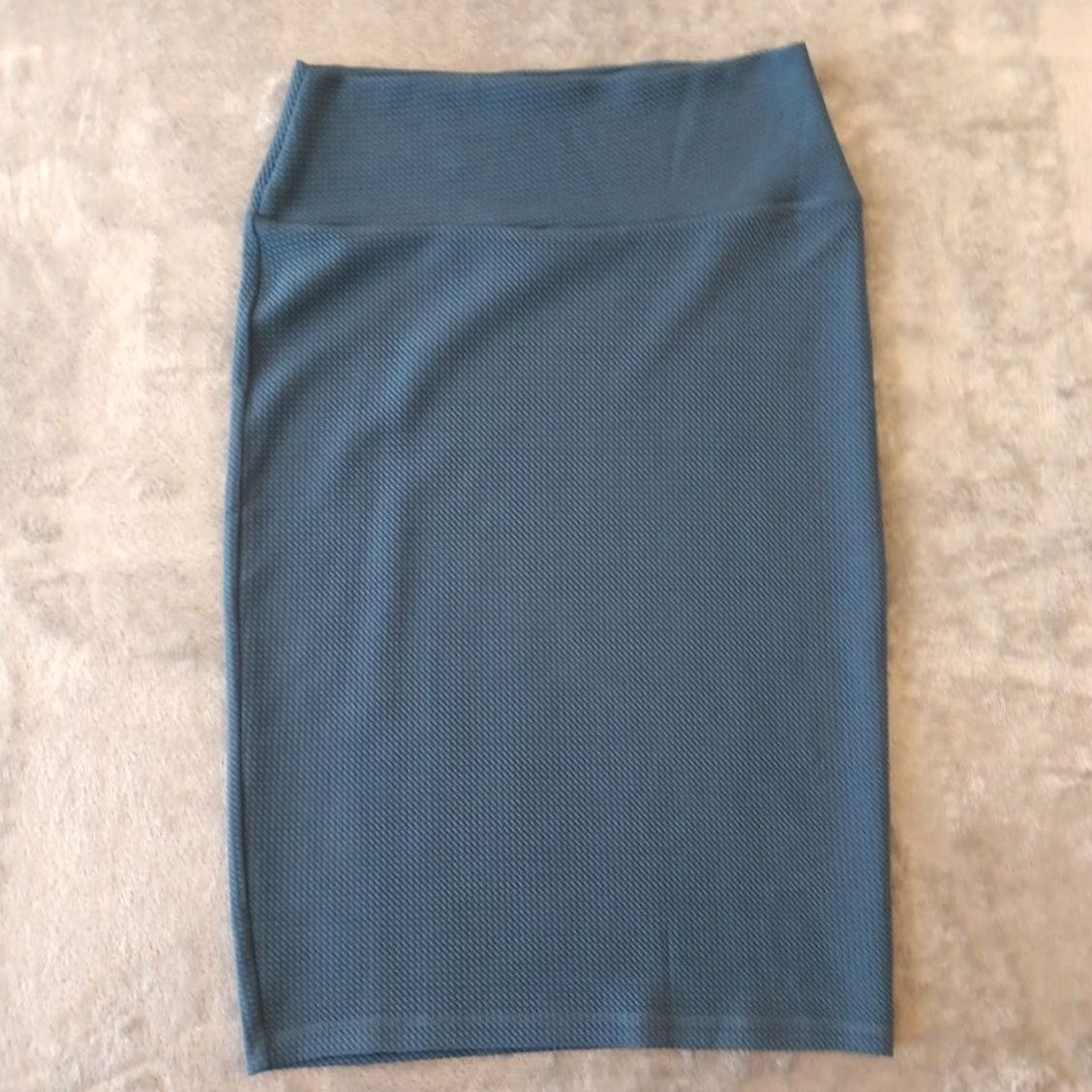 Vintage LuLaRoe Skirt XS Women Knee Length Blue Textured Knit Pull On Pencil Stretch Casual Pattern Solid Size 26" / US 2 / IT 38 - 2 Thumbnail