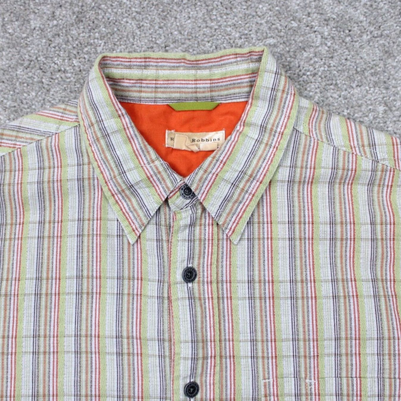 Royal Robbins Royal Robbins Shirt Mens Large Red/Green/Purple Striped Cotton S/S Button Up Size US L / EU 52-54 / 3 - 2 Thumbnail