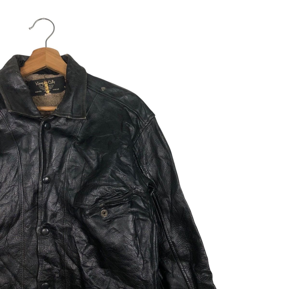 Vintage 📌Vintage Leather Jacket Blanket King City Issey Miyake Size US M / EU 48-50 / 2 - 7 Thumbnail