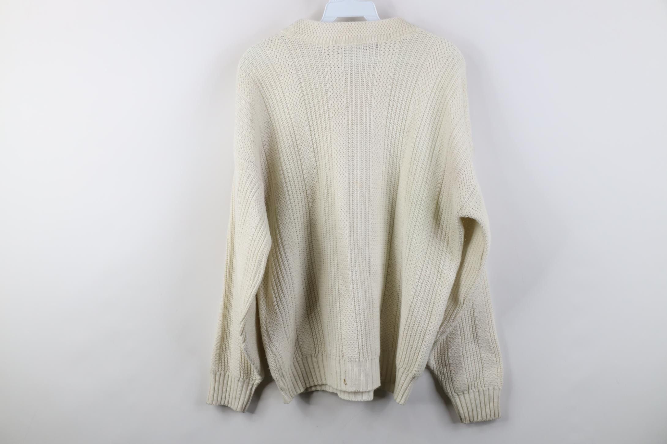 Vintage Vintage 70s Streetwear Zig Zag Ribbed Knit Sweater Cream USA Size US L / EU 52-54 / 3 - 10 Thumbnail