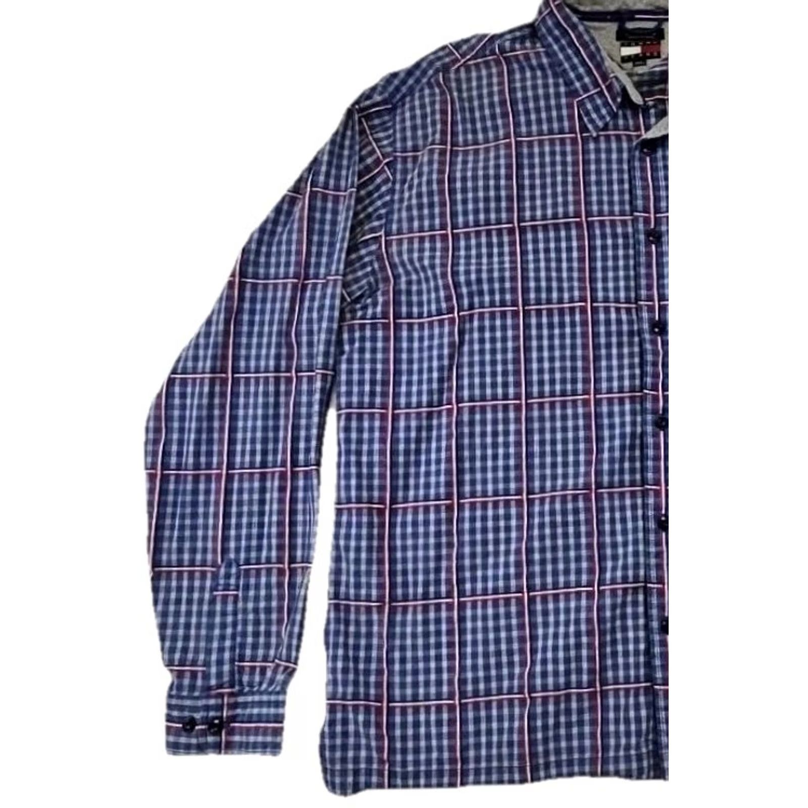 Tommy Hilfiger Tommy Jeans Shirt Mens XXL Blue Red Plaid Button-Down Classic Flag Logo Shirt Size US XXL / EU 58 / 5 - 3 Thumbnail